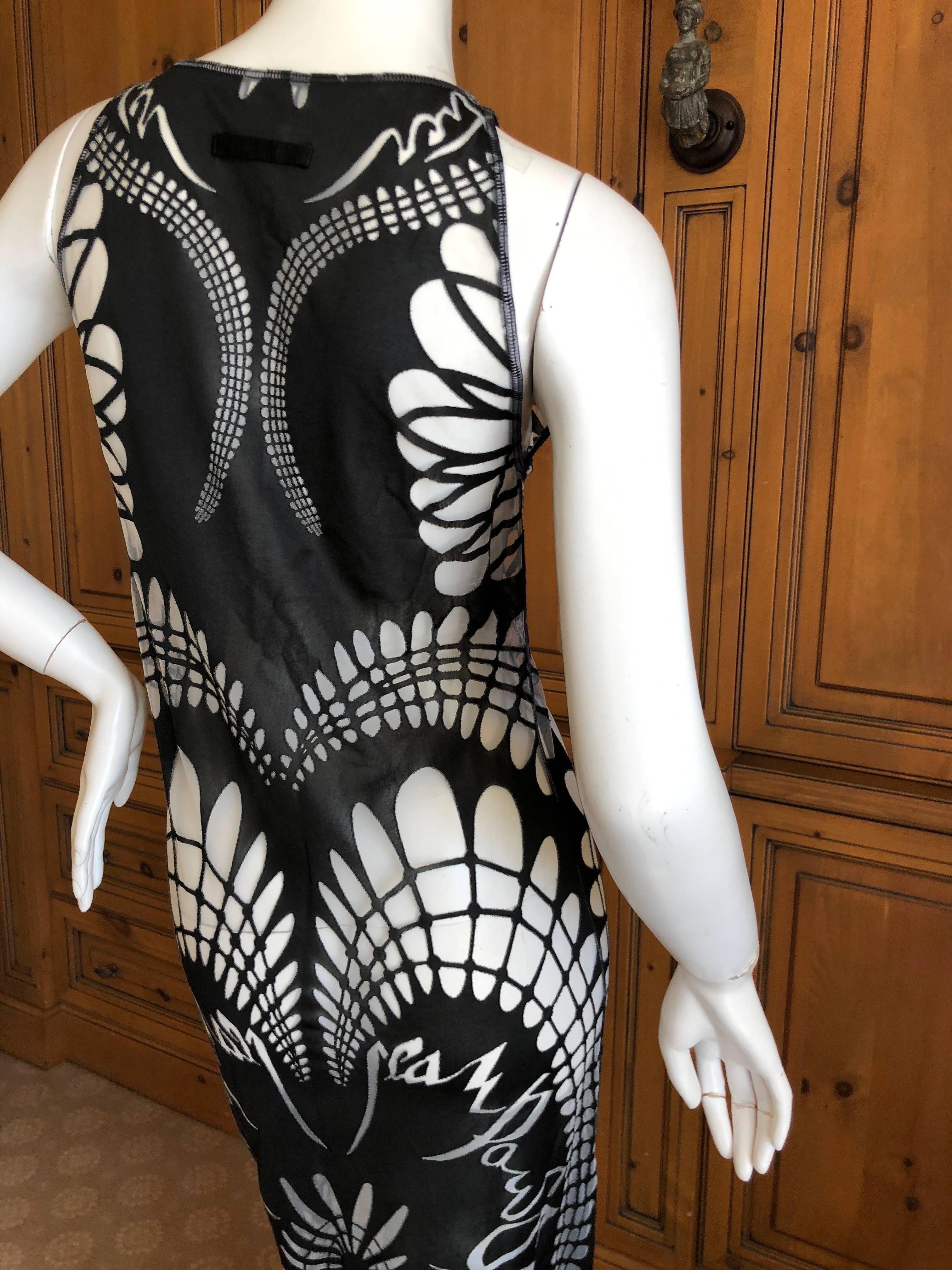 Jean Paul Gaultier Femme Vintage Sheer Long Black Maori Tattoo Dress For Sale 4