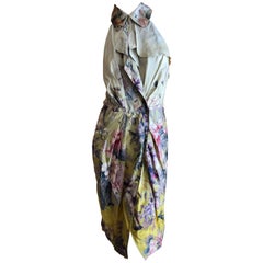 Jean Paul Gaultier Femme Vintage Silk Halter Wrap Dress with Insects and Flowers