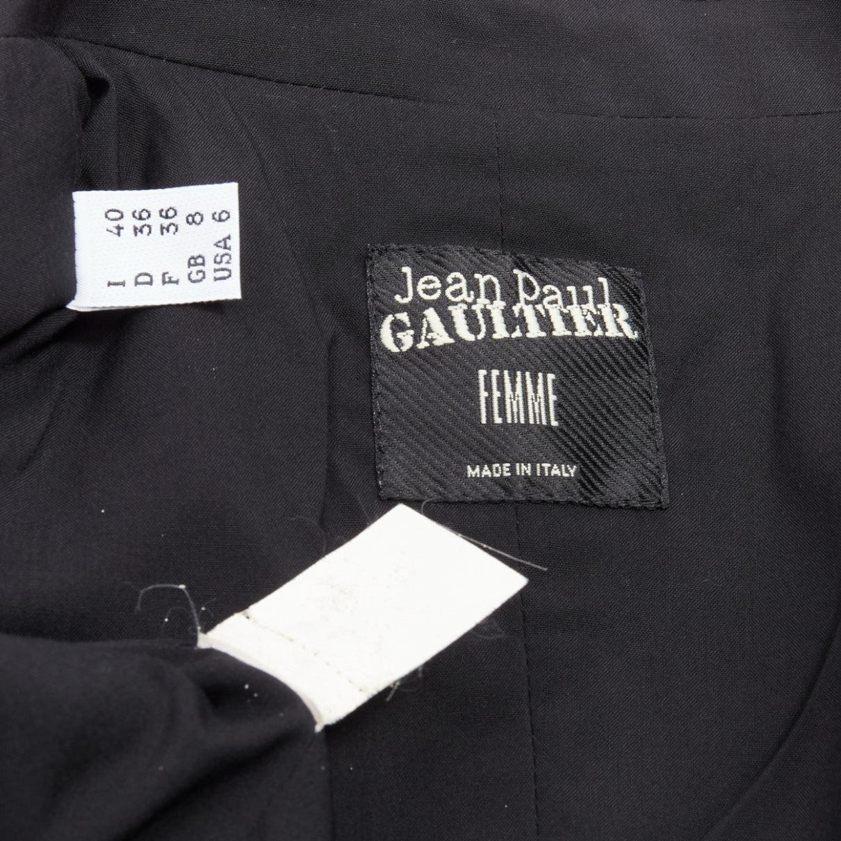 JEAN PAUL GAULTIER FEMME Vintage wool sheer panelled corset blazer jacket IT40 S For Sale 2