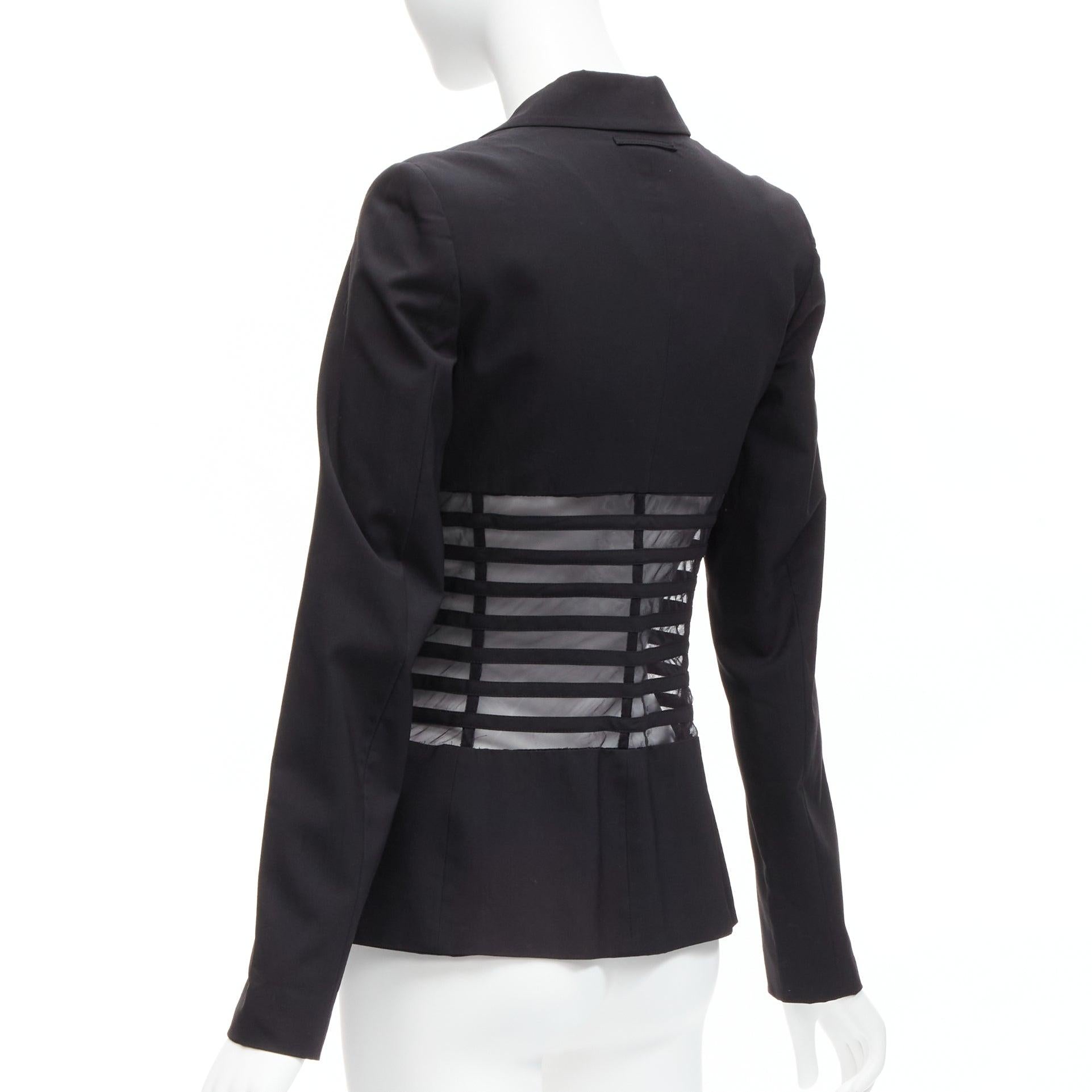JEAN PAUL GAULTIER FEMME Vintage wool sheer panelled corset blazer jacket IT40 S In Excellent Condition For Sale In Hong Kong, NT