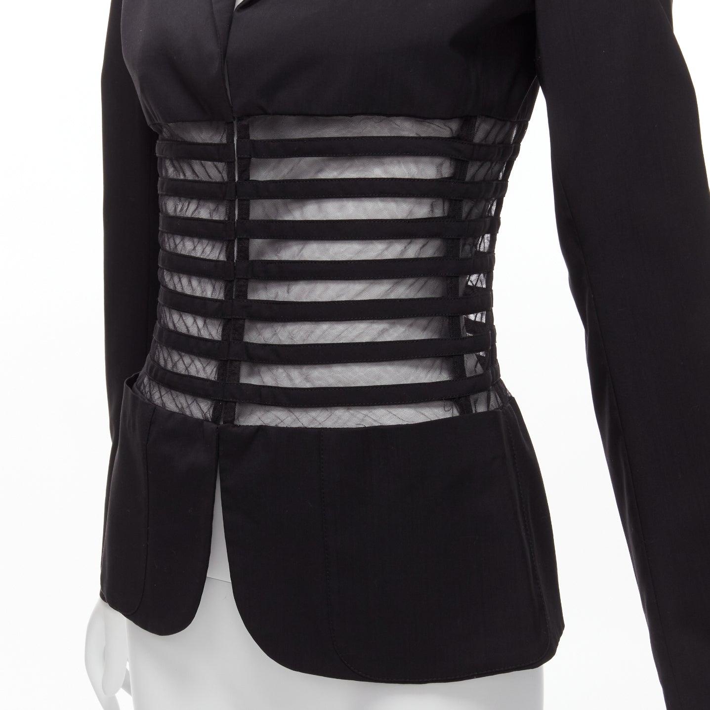 JEAN PAUL GAULTIER FEMME Vintage wool sheer panelled corset blazer jacket IT40 S For Sale 1