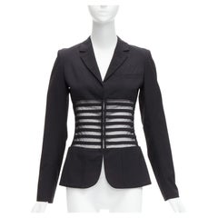 JEAN PAUL GAULTIER FEMME Vintage wool sheer panelled corset blazer jacket IT40 S