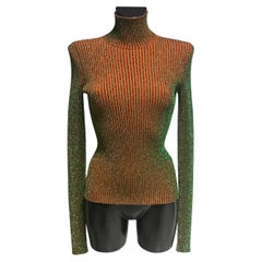 Jean Paul Gaultier Final Sample Ribbed Turtleneck Sweater “Cyber” Orange/Green –