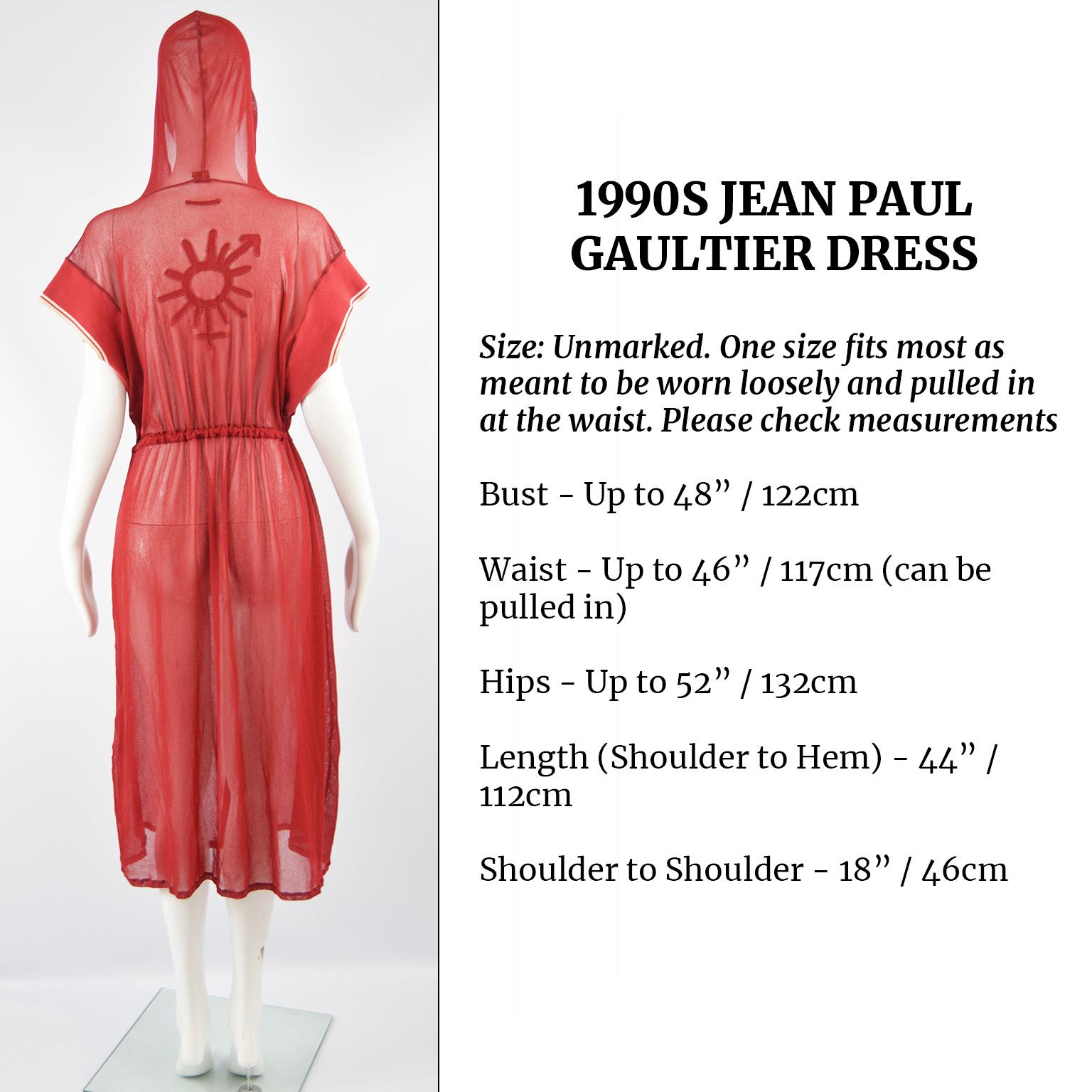 Jean Paul Gaultier Fine Sheer Red Mesh Vintage Boxer Style Dress, 1990s 6