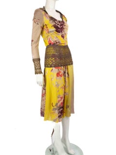 Jean Paul Gaultier Floral Butterfly Silk Crochet Set Size M