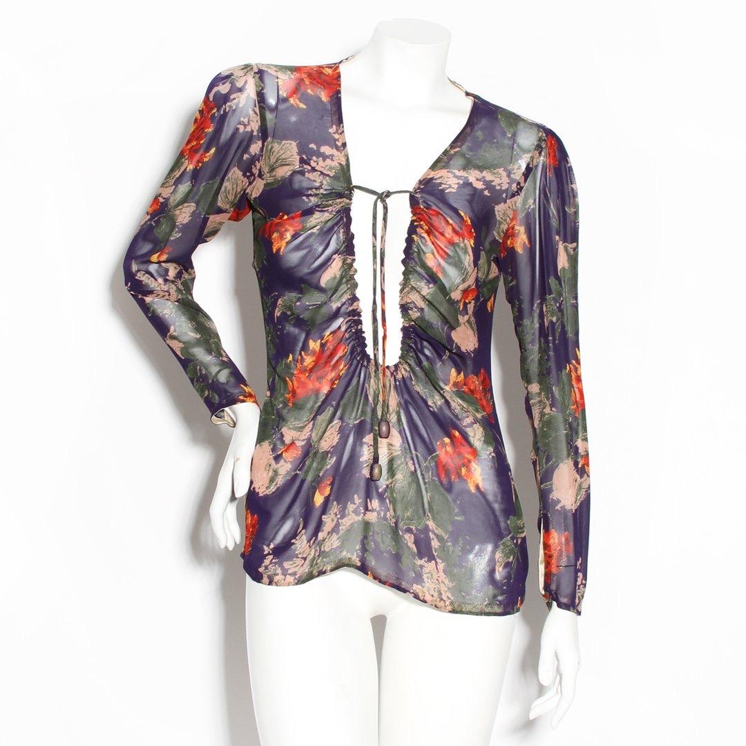 Jean Paul Gaultier Floral Mesh Blouse at 1stDibs
