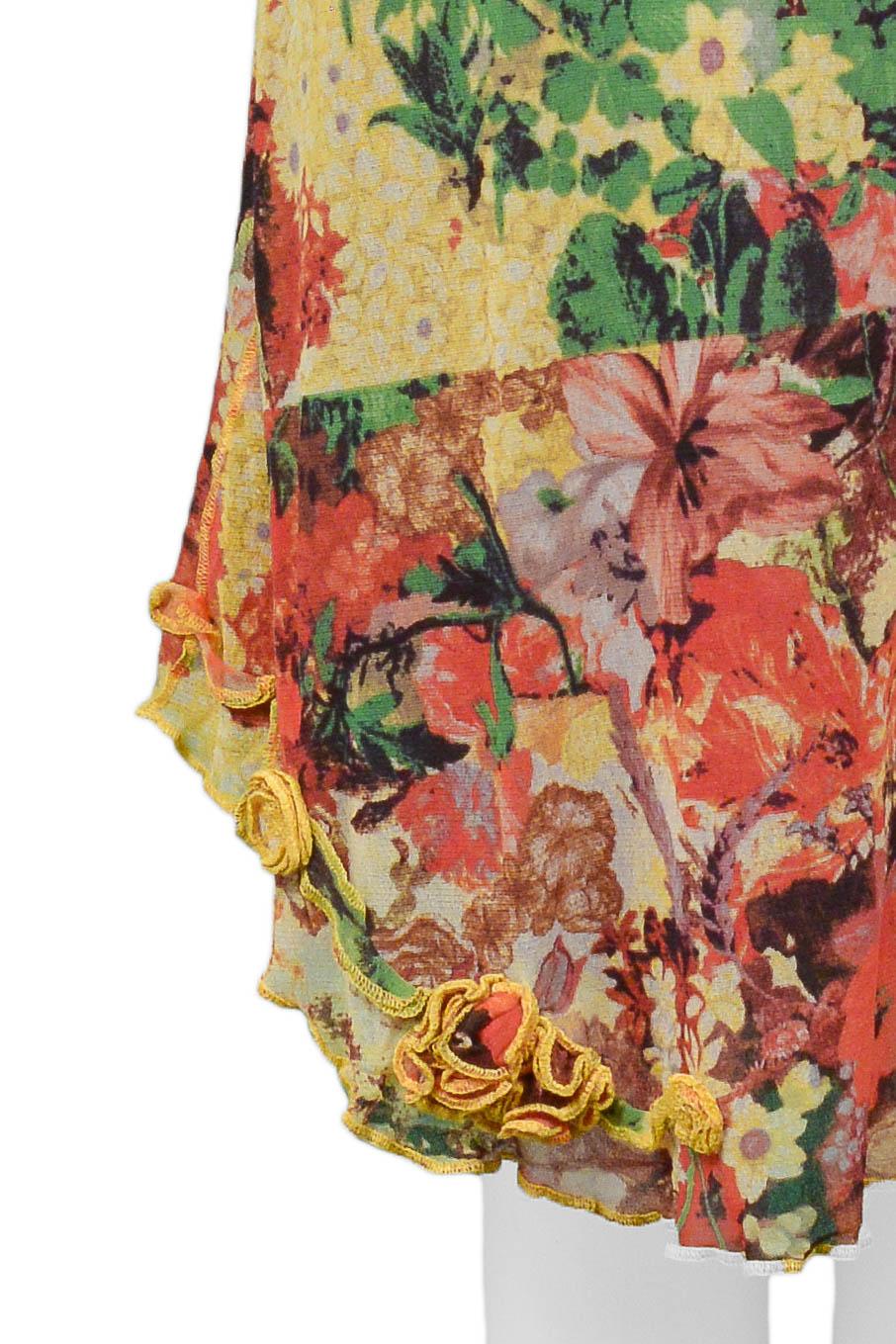 Women's Jean Paul Gaultier Floral Print Mesh Dress With Portrait For Sale