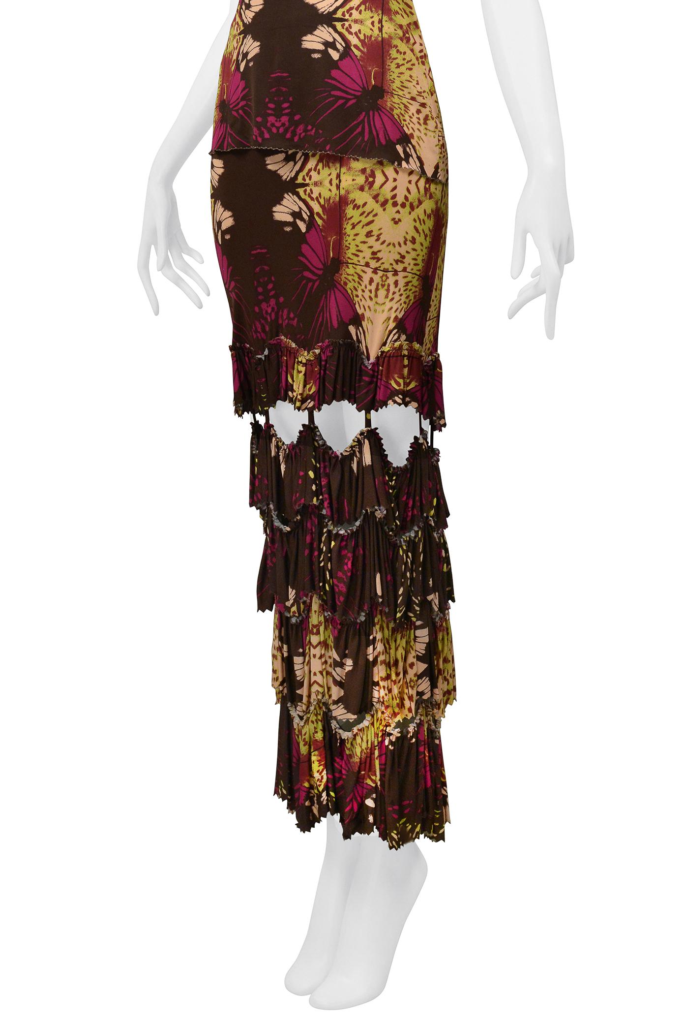 Women's Jean Paul Gaultier Floral Print Top And Skirt With Ruffles & Cutouts For Sale