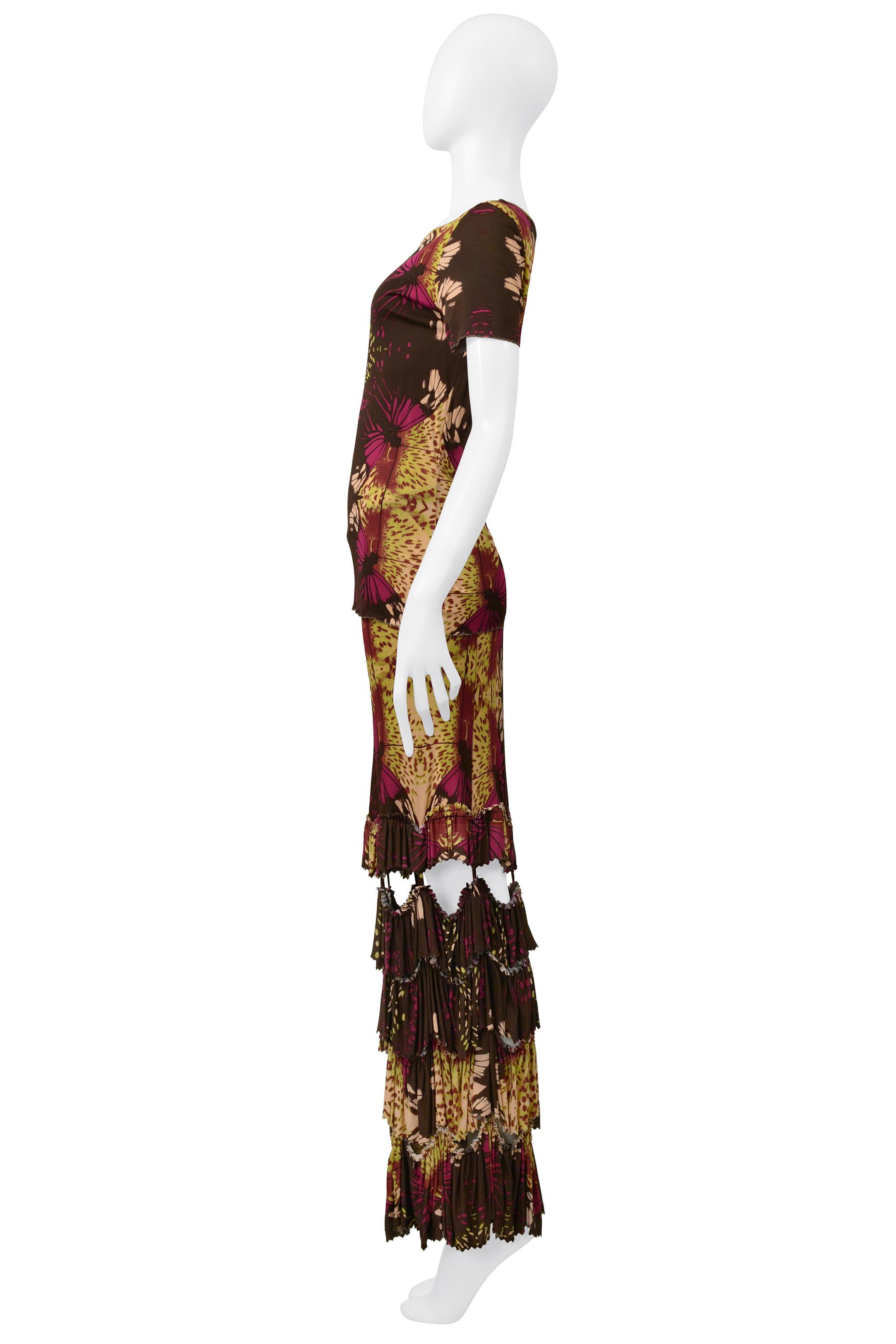 Jean Paul Gaultier Floral Print Top And Skirt With Ruffles & Cutouts For Sale 1