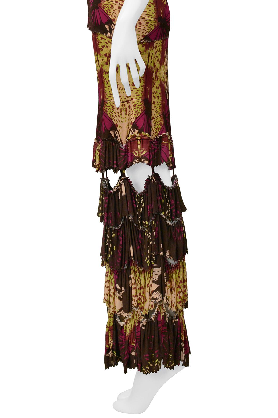 Jean Paul Gaultier Floral Print Top And Skirt With Ruffles & Cutouts For Sale 2