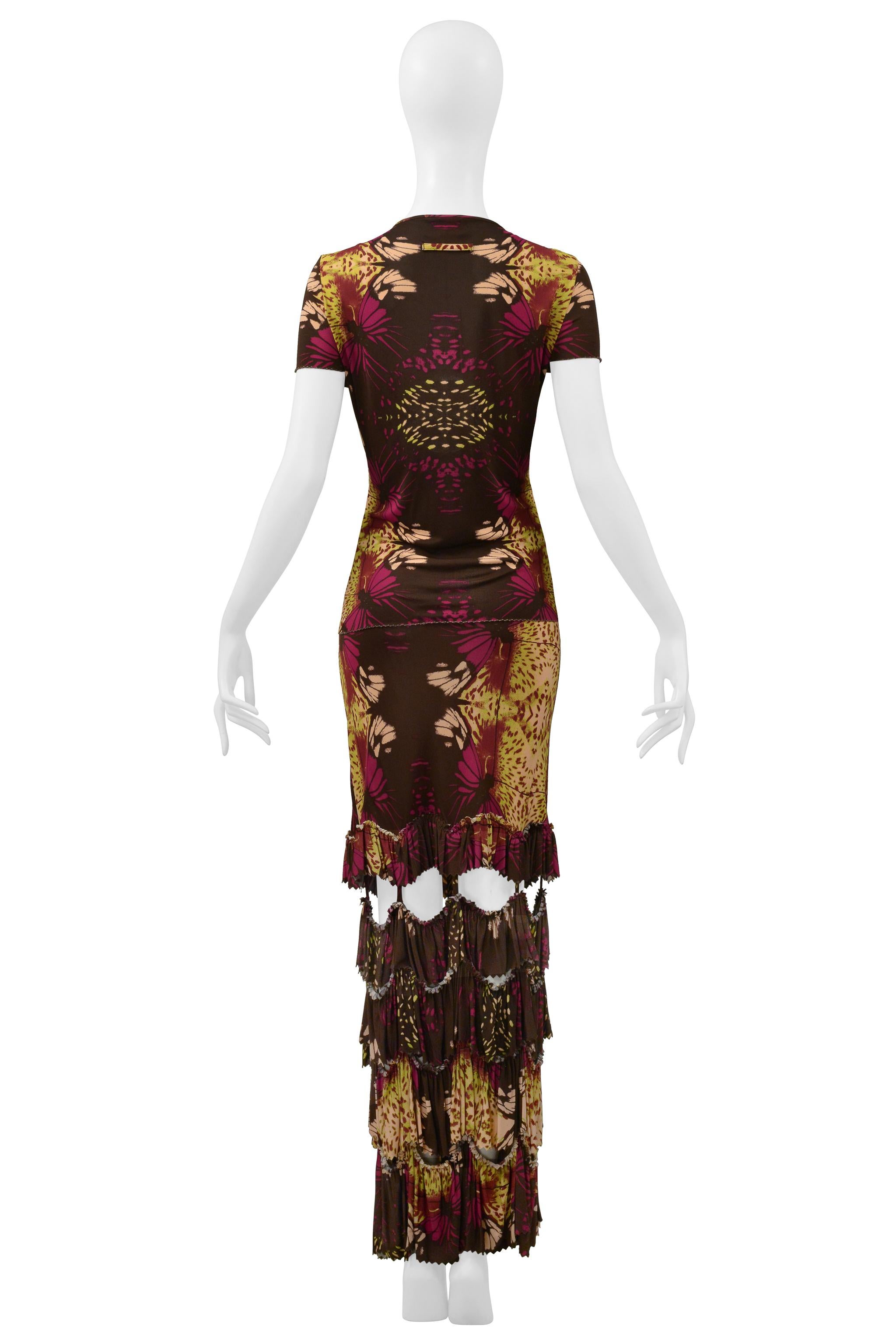 Jean Paul Gaultier Floral Print Top And Skirt With Ruffles & Cutouts For Sale 3