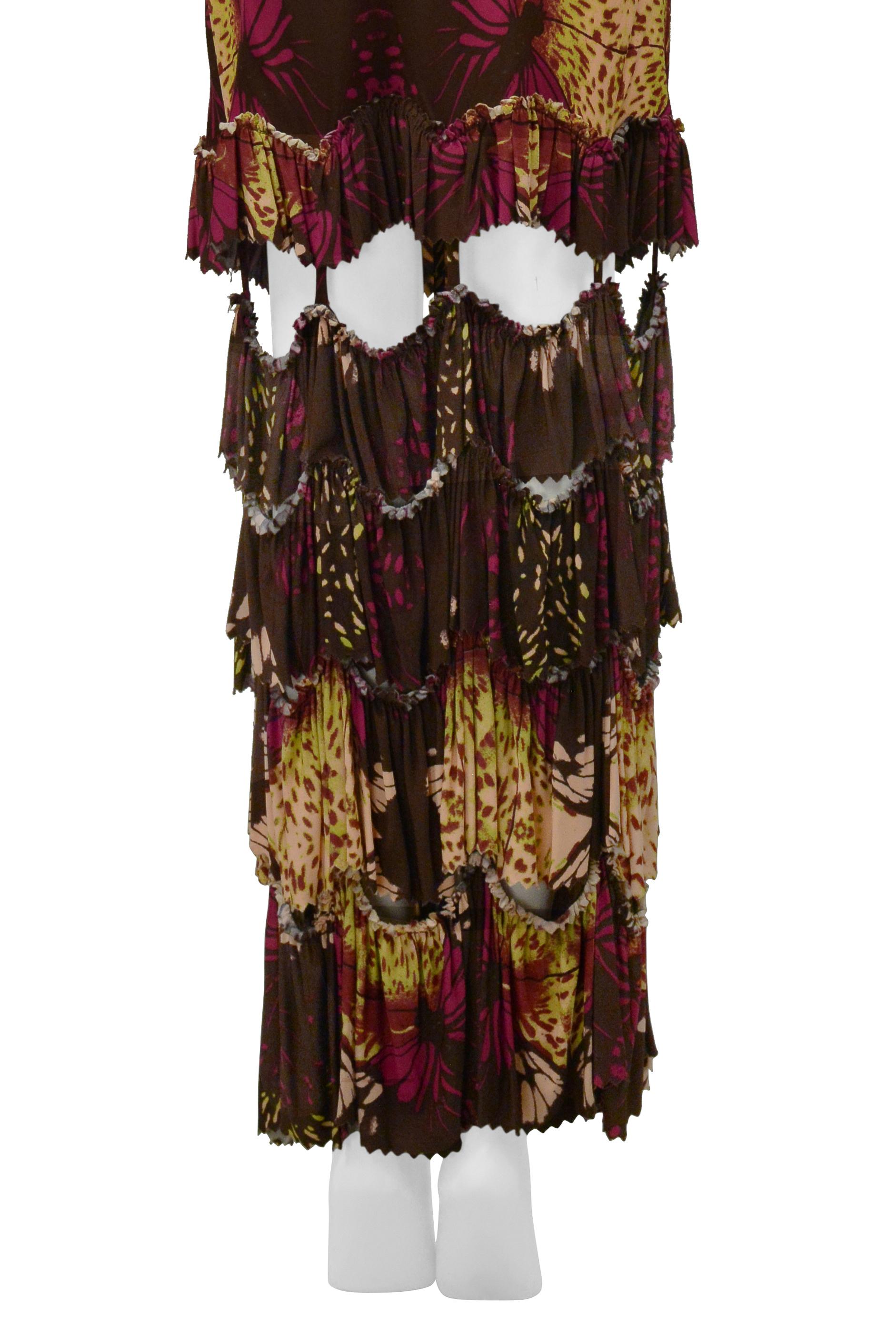 Jean Paul Gaultier Floral Print Top And Skirt With Ruffles & Cutouts For Sale 4