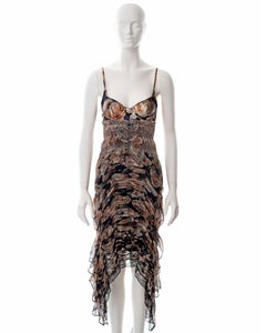 Jean Paul Gaultier floral printed smocked silk dress, ss 2011