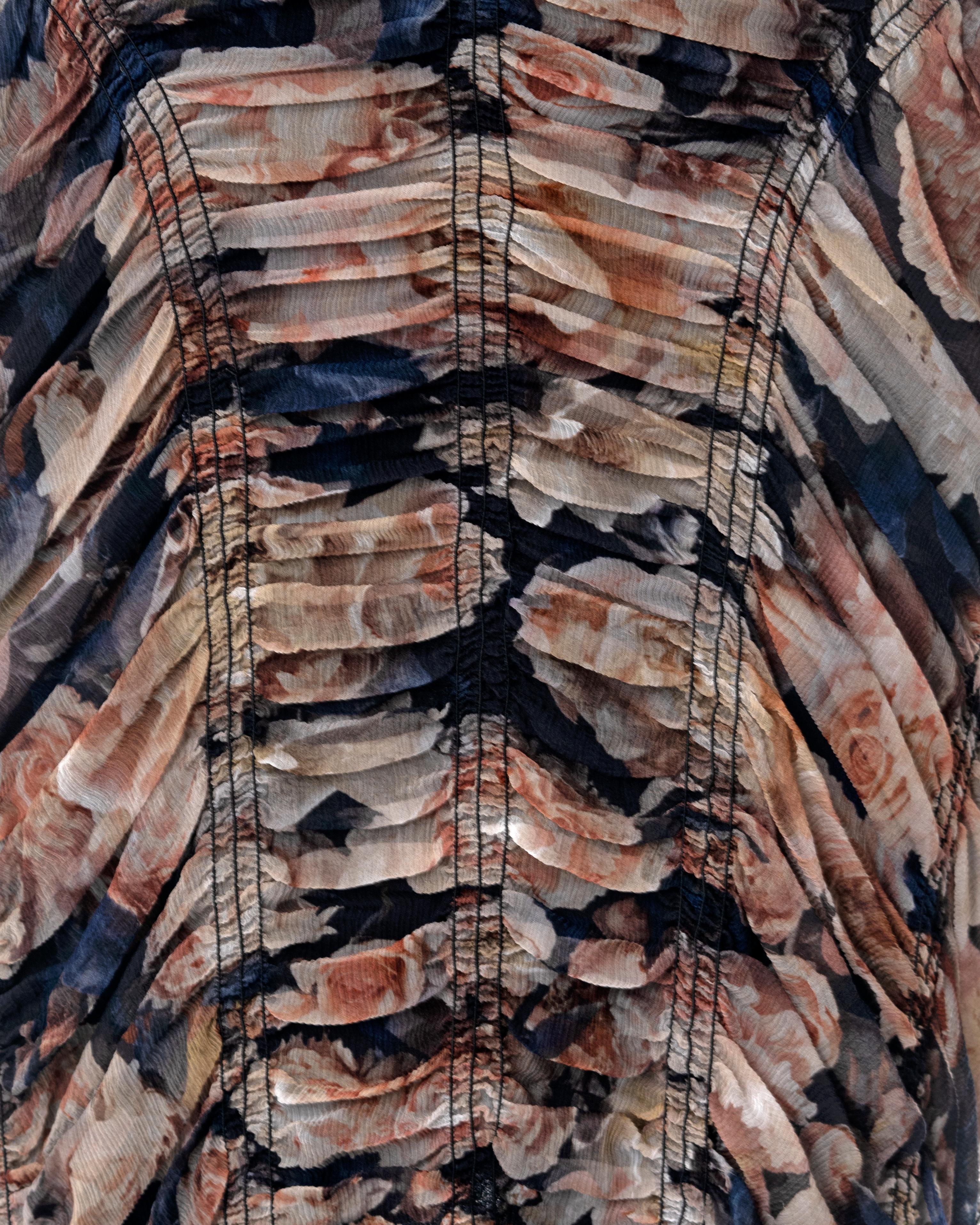 Jean Paul Gaultier floral printed smocked silk dress, ss 2011 1
