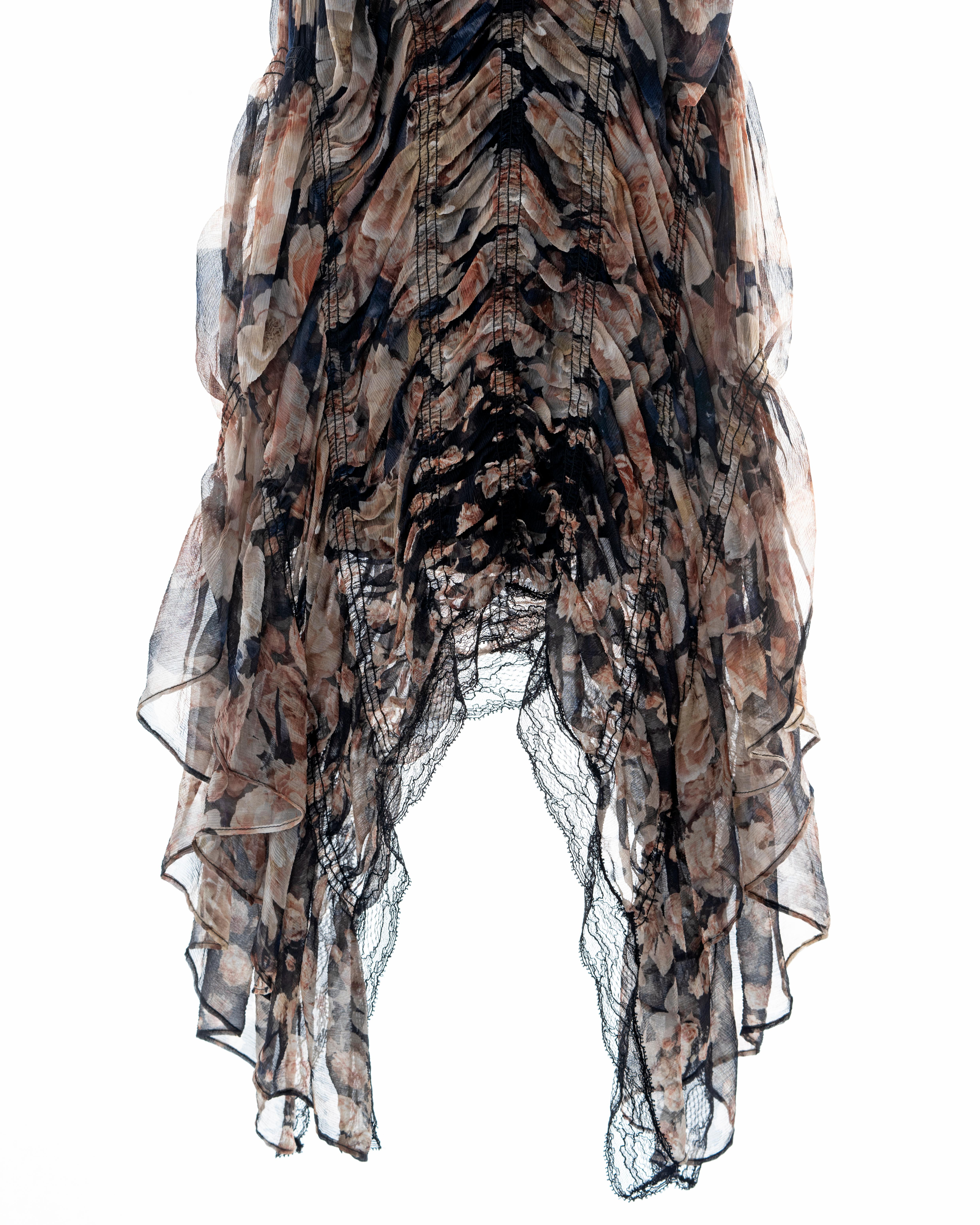 Jean Paul Gaultier floral printed smocked silk dress, ss 2011 2