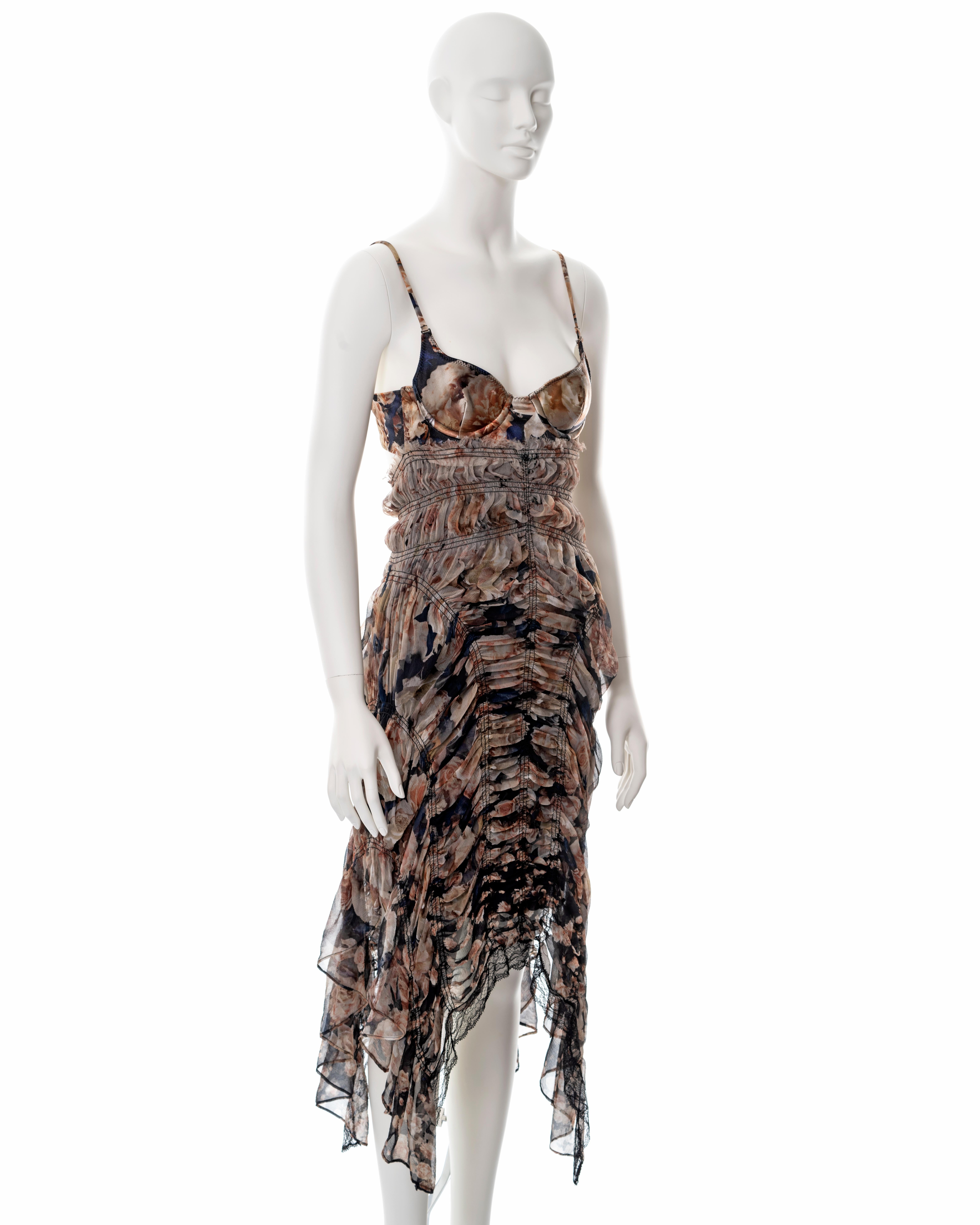 Jean Paul Gaultier floral printed smocked silk dress, ss 2011 3