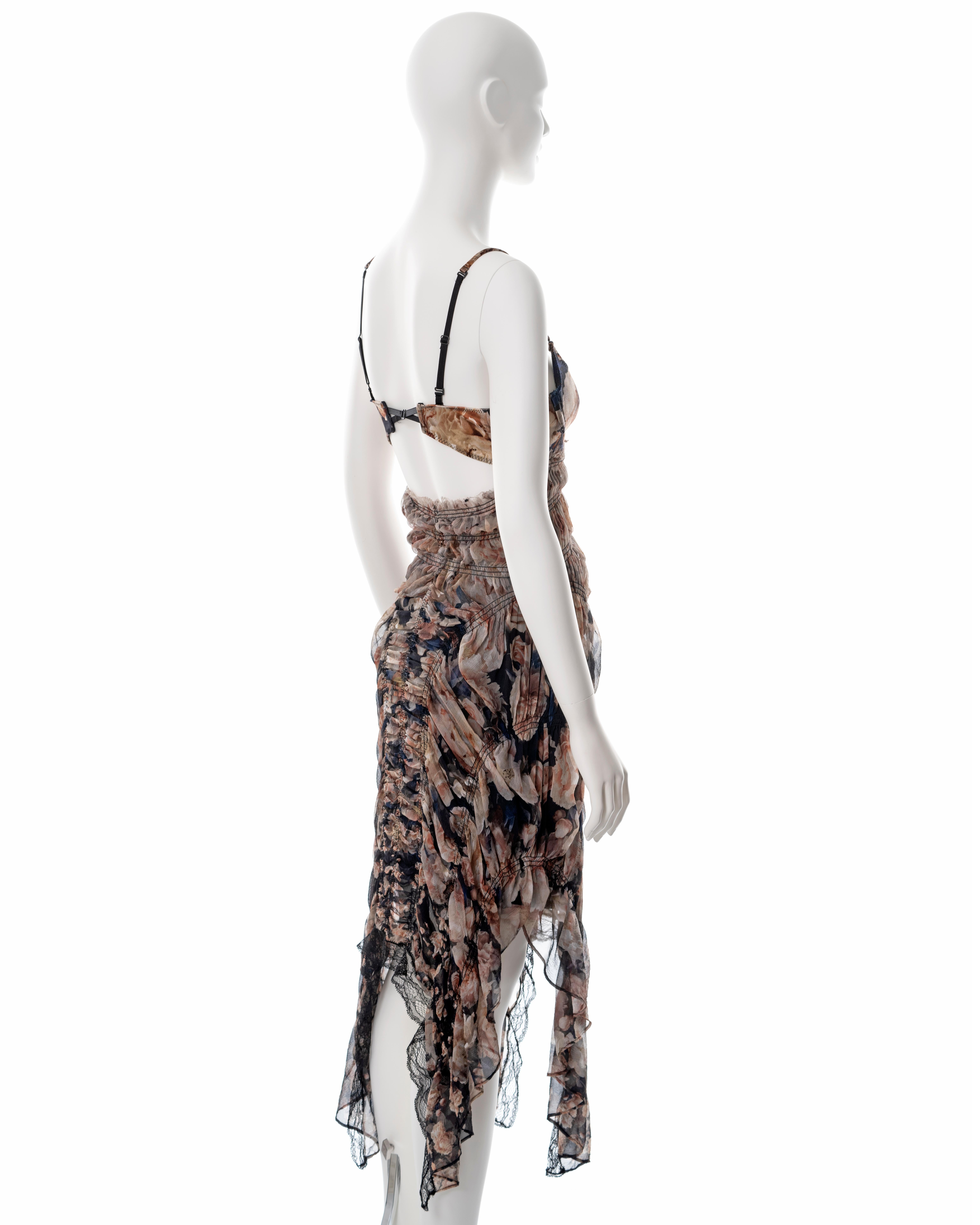 Jean Paul Gaultier floral printed smocked silk dress, ss 2011 5