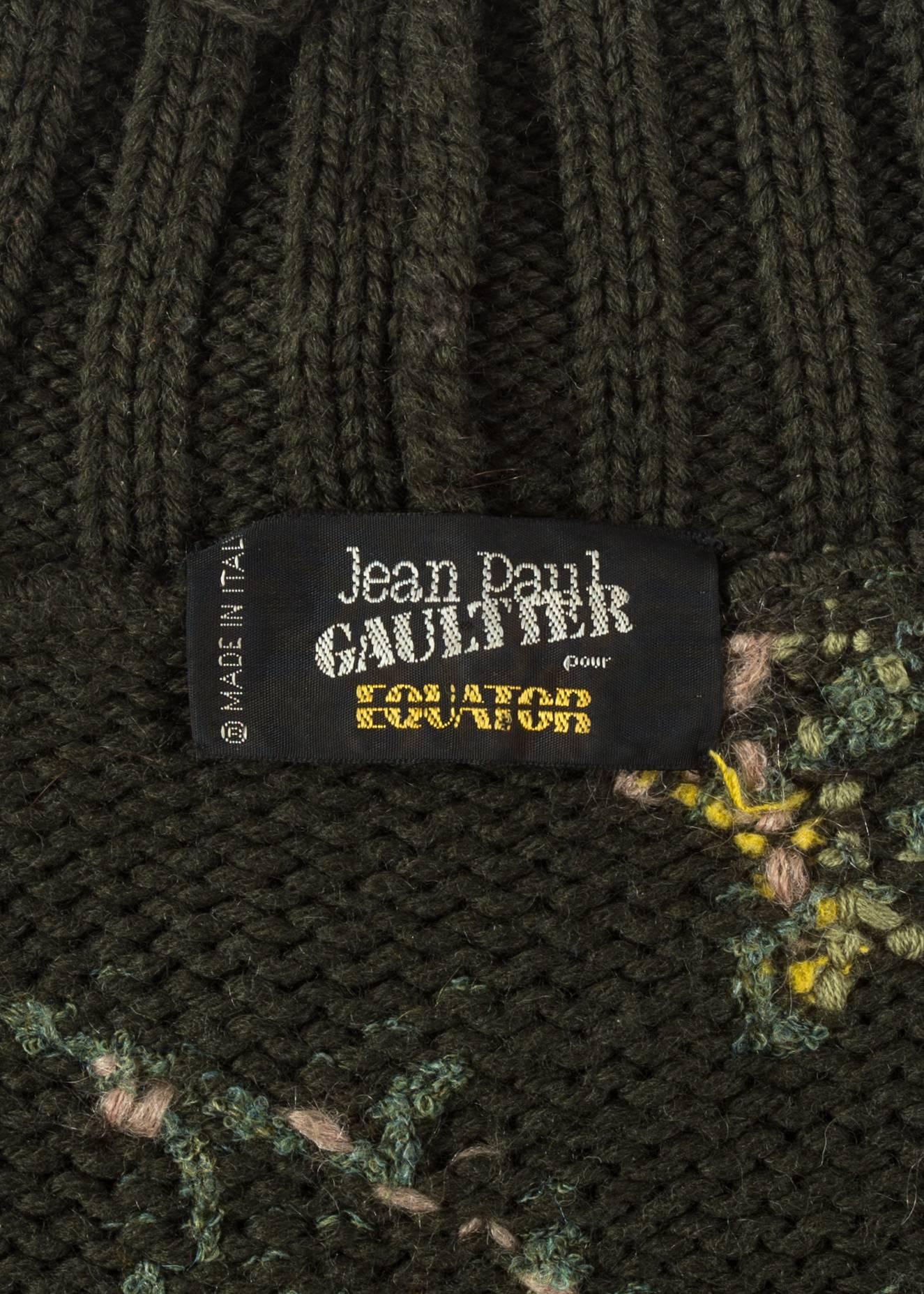 Jean Paul Gaultier floral tapestry cable-knit sweater and skirt, aw 1984 In Excellent Condition In London, GB