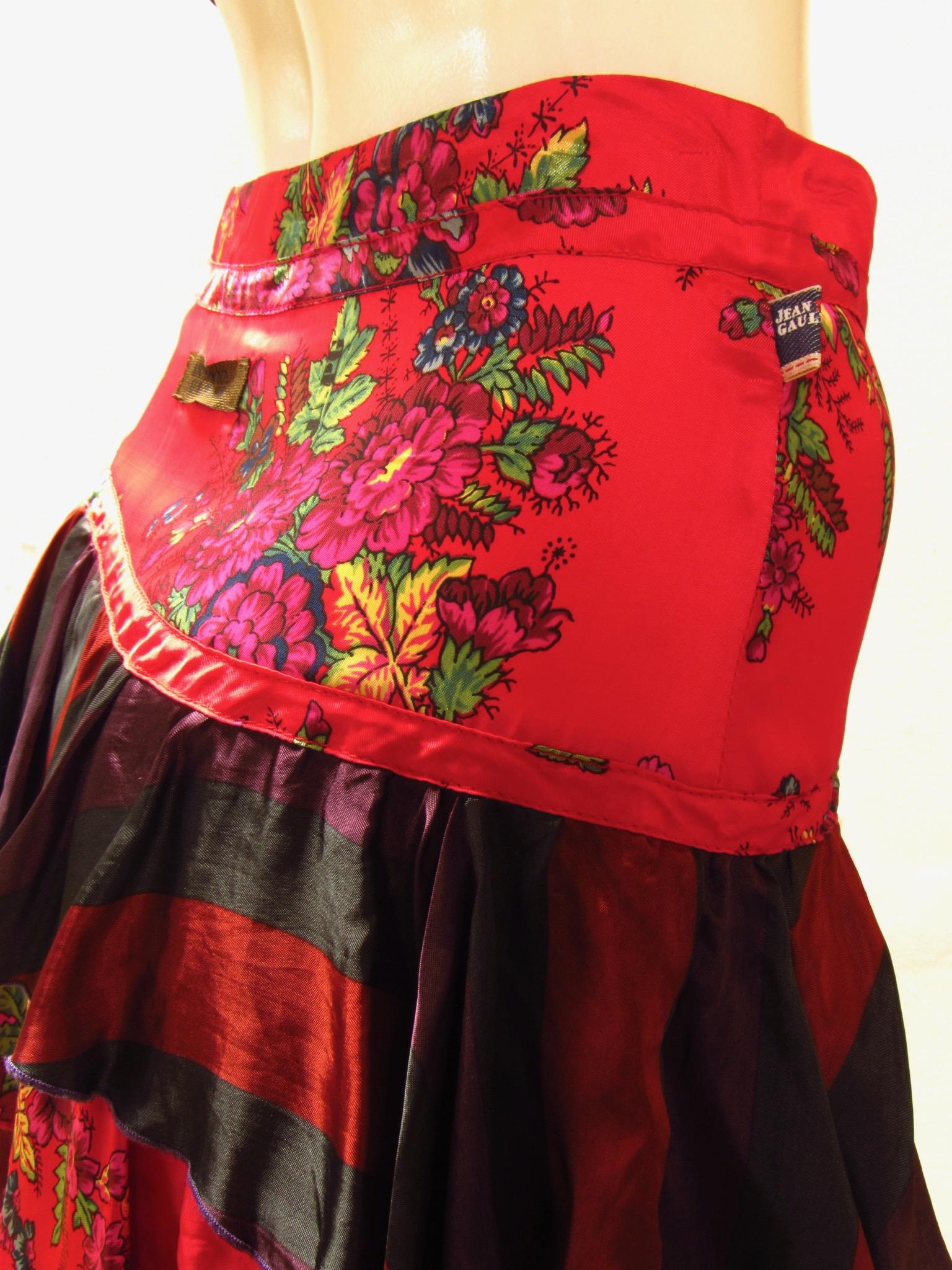 Jean Paul Gaultier Floral Tiered Skirt For Sale 1