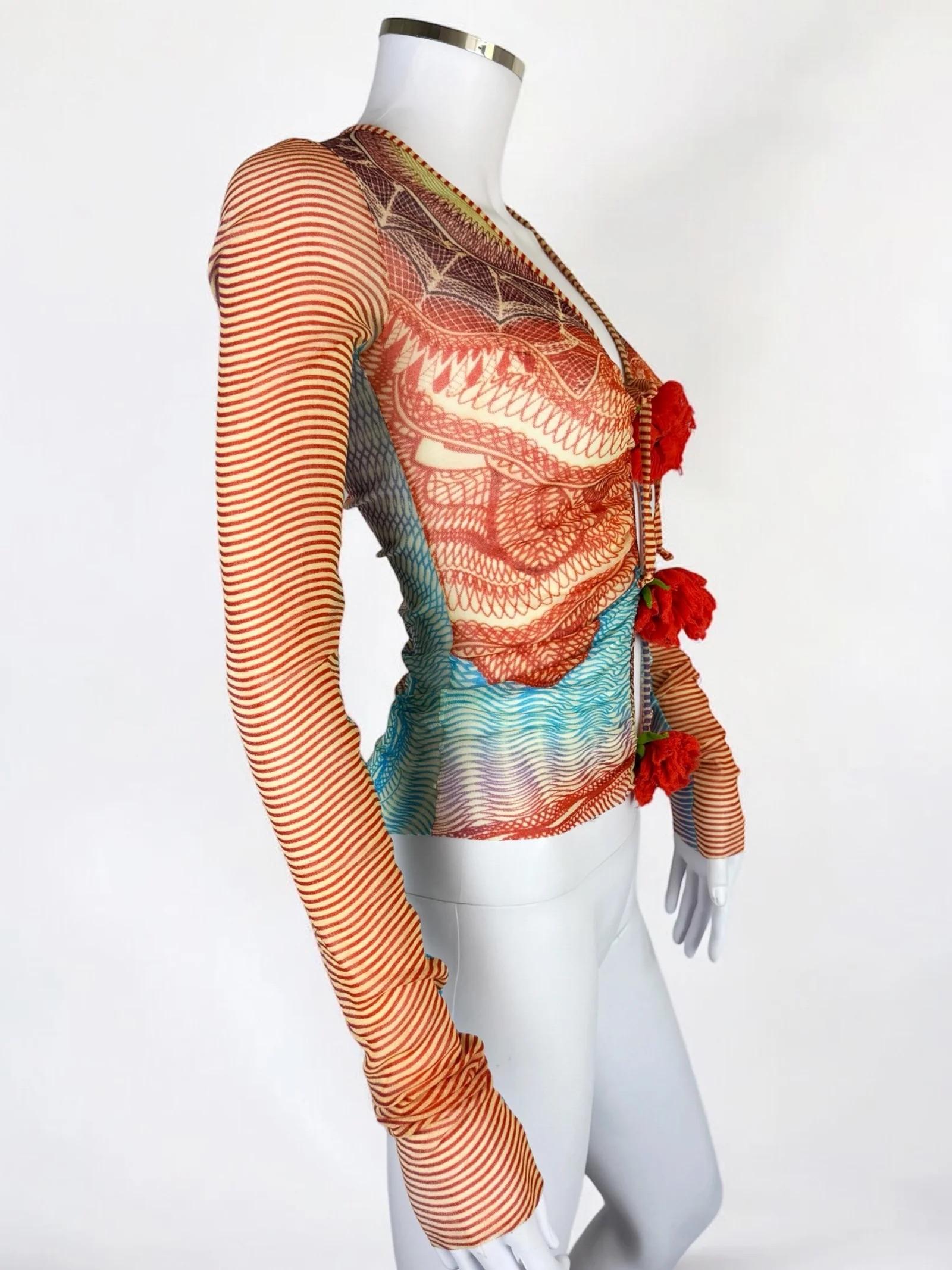 Jean Paul Gaultier Blumen-Korsagen-Netzoberteil, 1990er Jahre für Damen oder Herren im Angebot