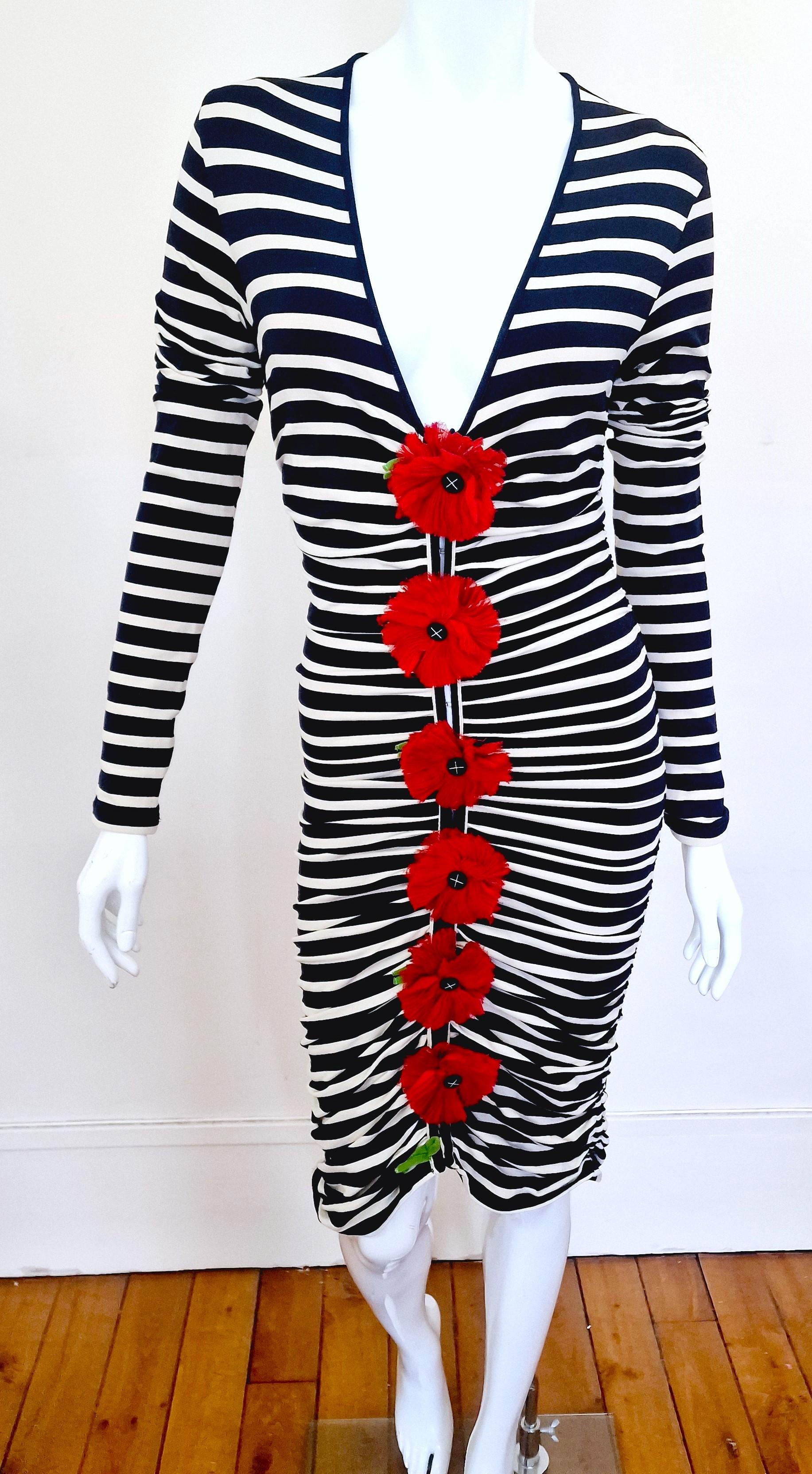 Jean Paul Gaultier Flower Corset Lace Up Open Front Floral Medium Small L Dress In Excellent Condition For Sale In PARIS, FR