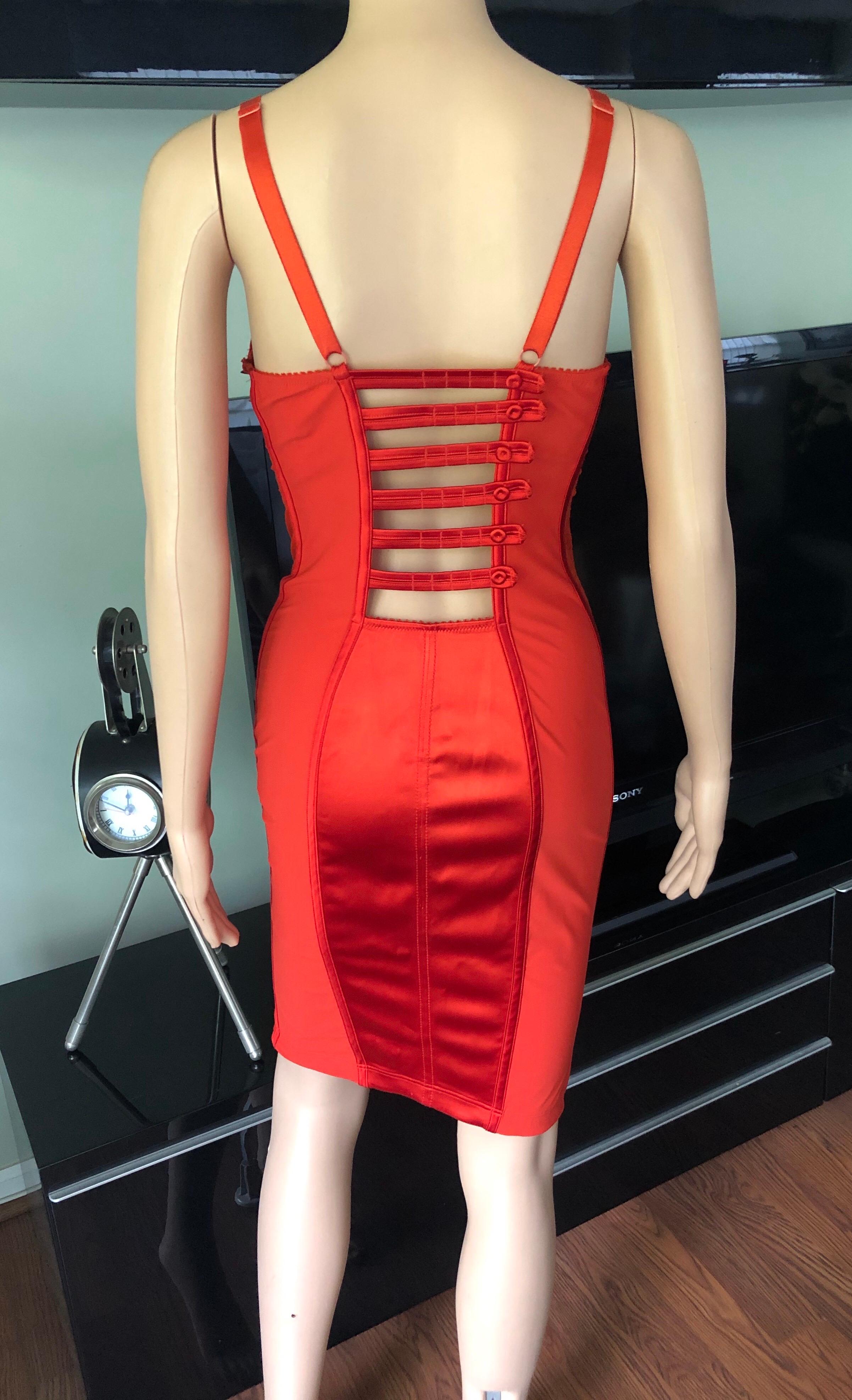 Jean Paul Gaultier for La Perla c. 2010 Cone Bra Corset Bondage Red Dress For Sale 2