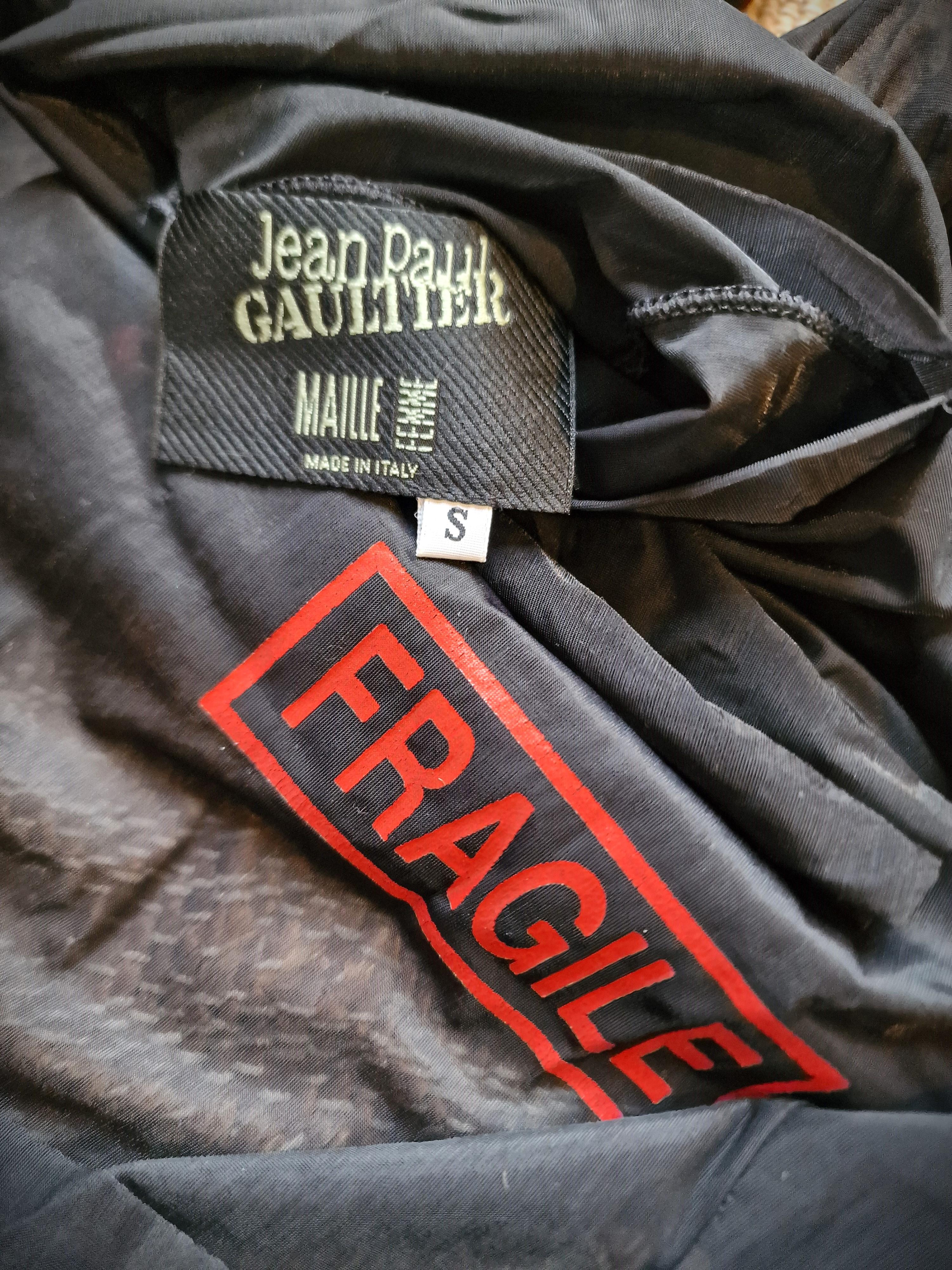 Jean Paul Gaultier Fragile Perfume Transparent Vintage 90s T-shirt Tee Top For Sale 7