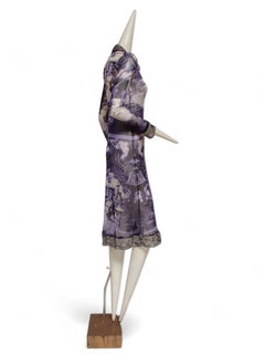 JEAN PAUL GAULTIER, French courtyard scene, long blue and white dress with black