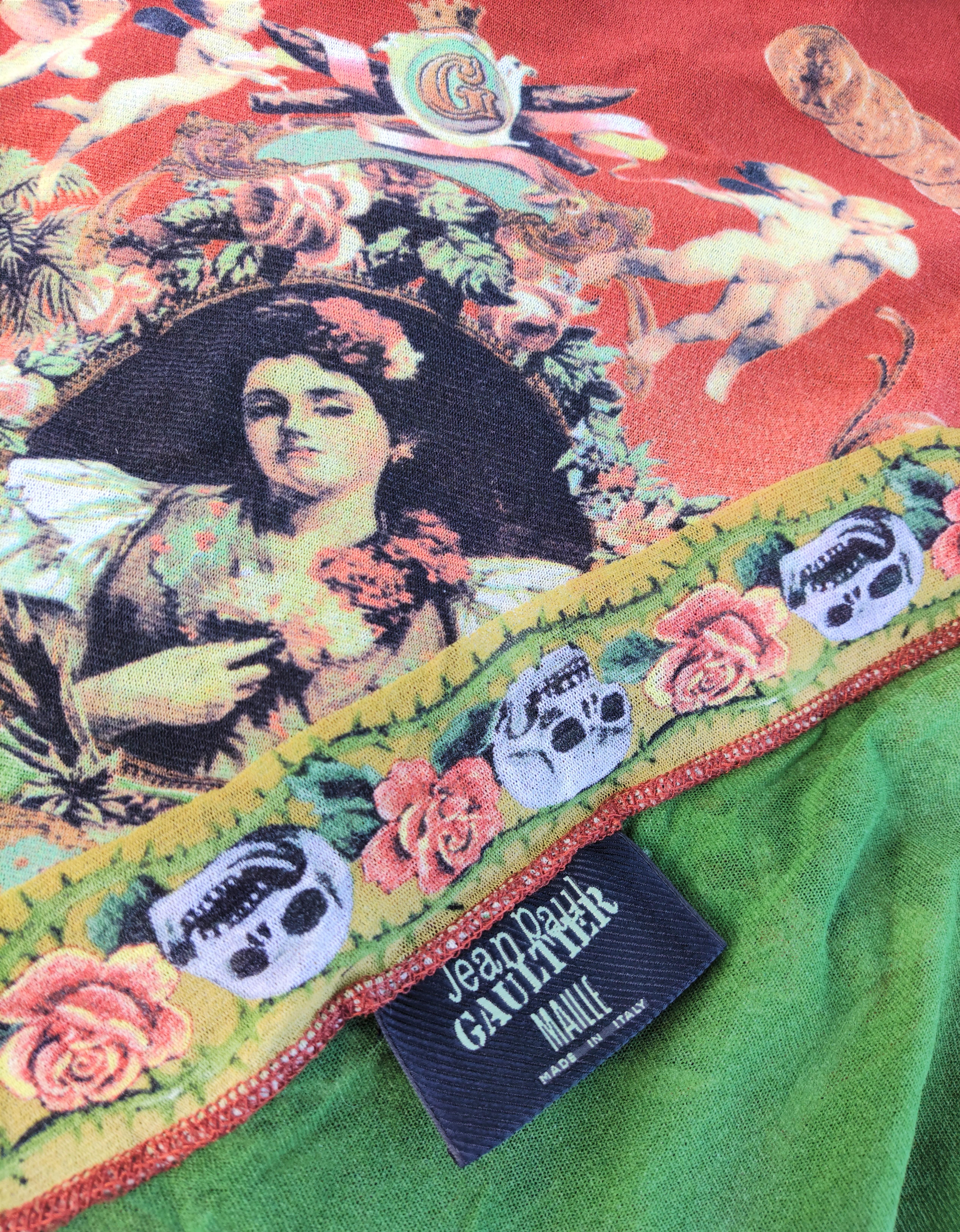 Jean Paul Gaultier Frida Kahlo Mexican 1997 Mesh Transparent Top Pareo Dress For Sale 11