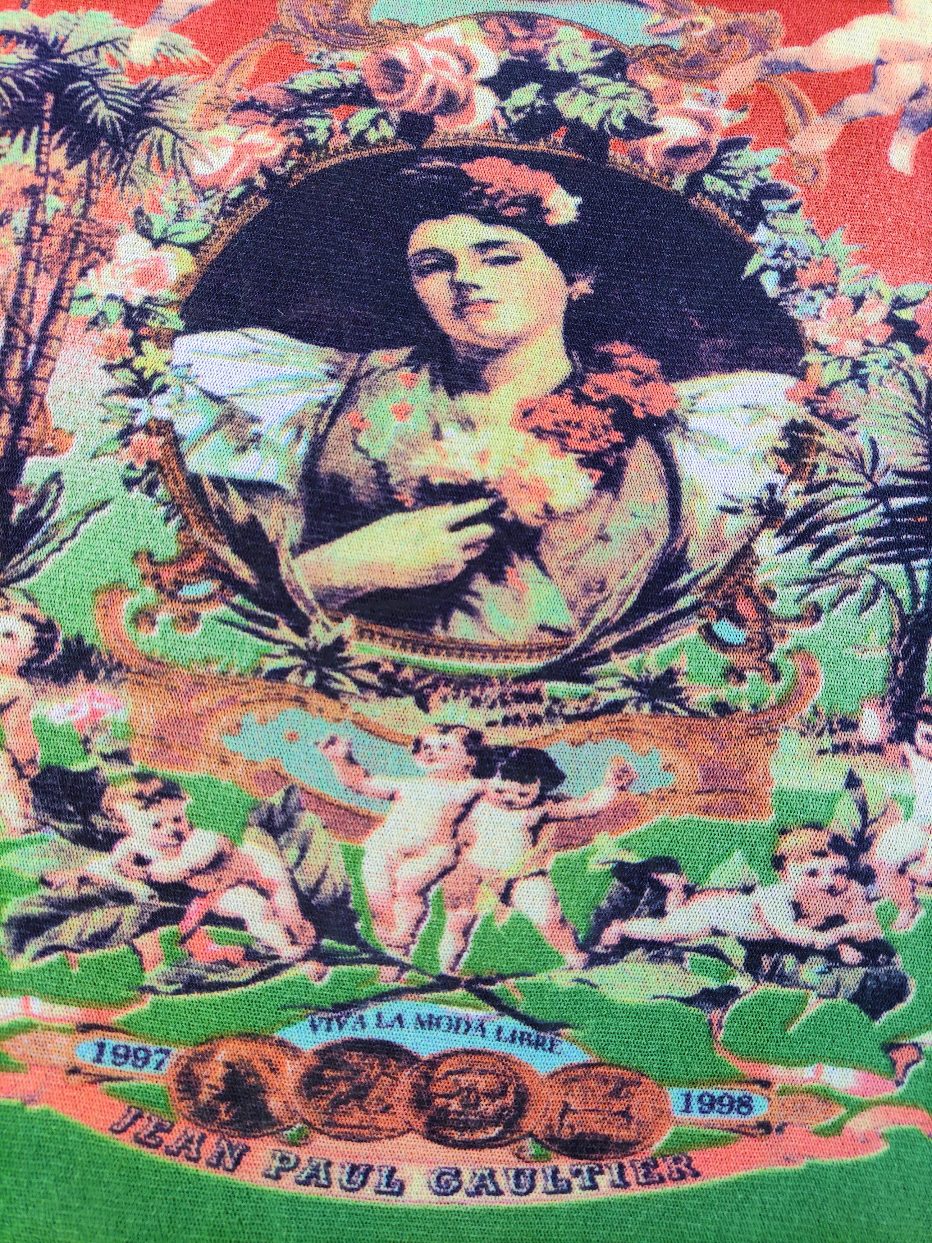 Marron Jean Paul Gaultier Frida Kahlo Mexique 1997 Mesh Transparent Top Pareo en vente