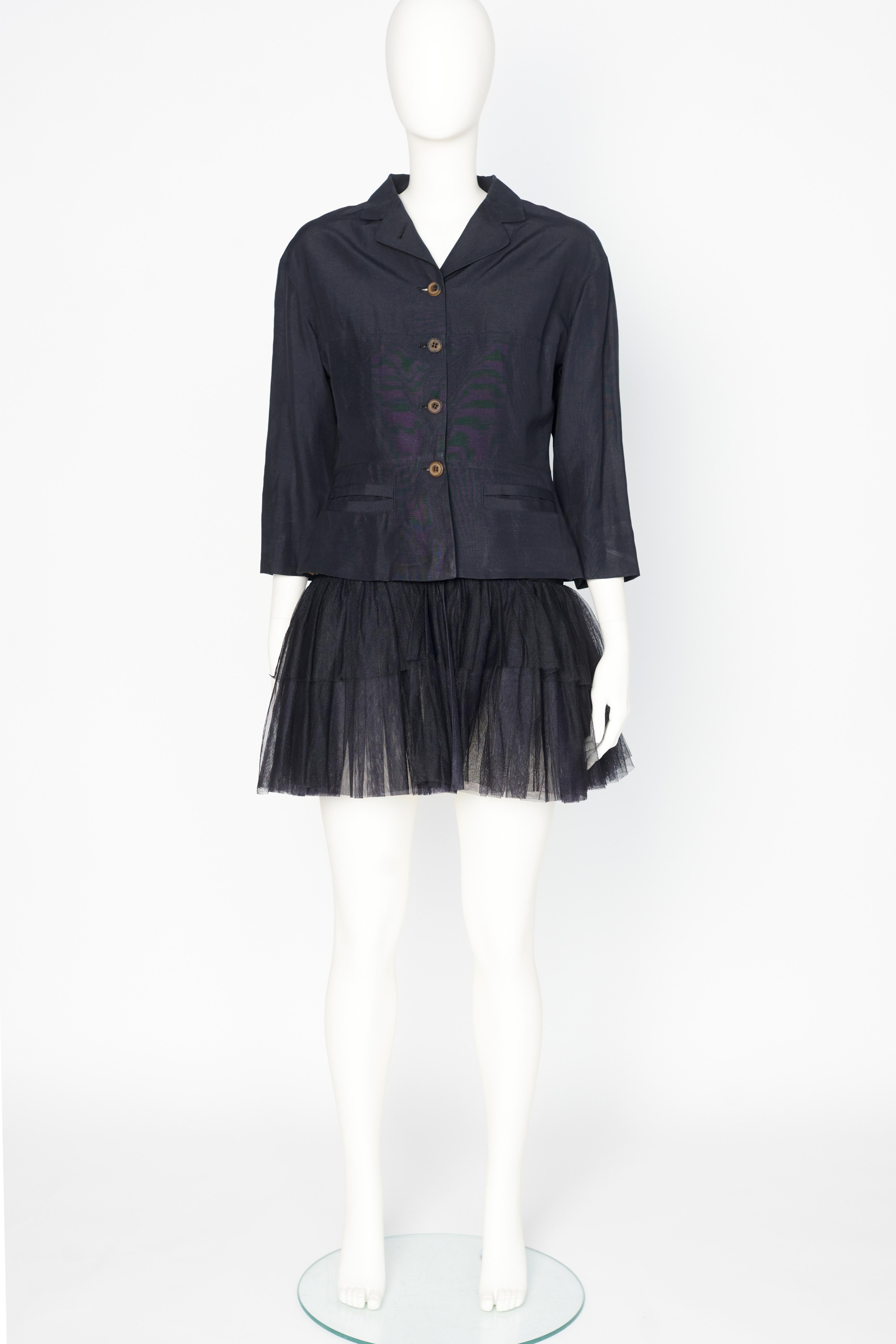 Black Jean Paul Gaultier Runway Frilly Tutu Blazer Jacket or Mini Dress, SS1991 For Sale