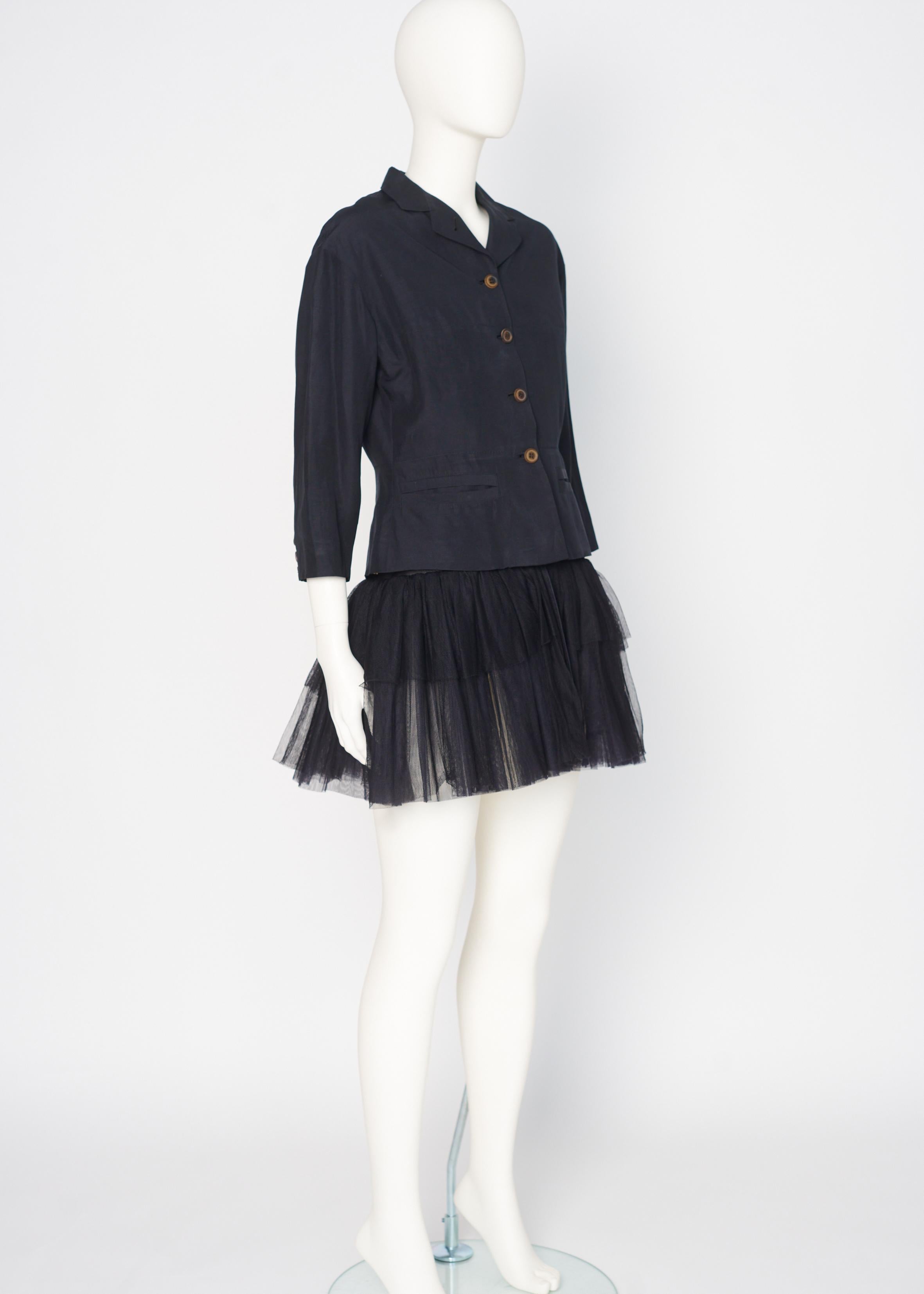 Women's or Men's Jean Paul Gaultier Runway Frilly Tutu Blazer Jacket or Mini Dress, SS1991 For Sale