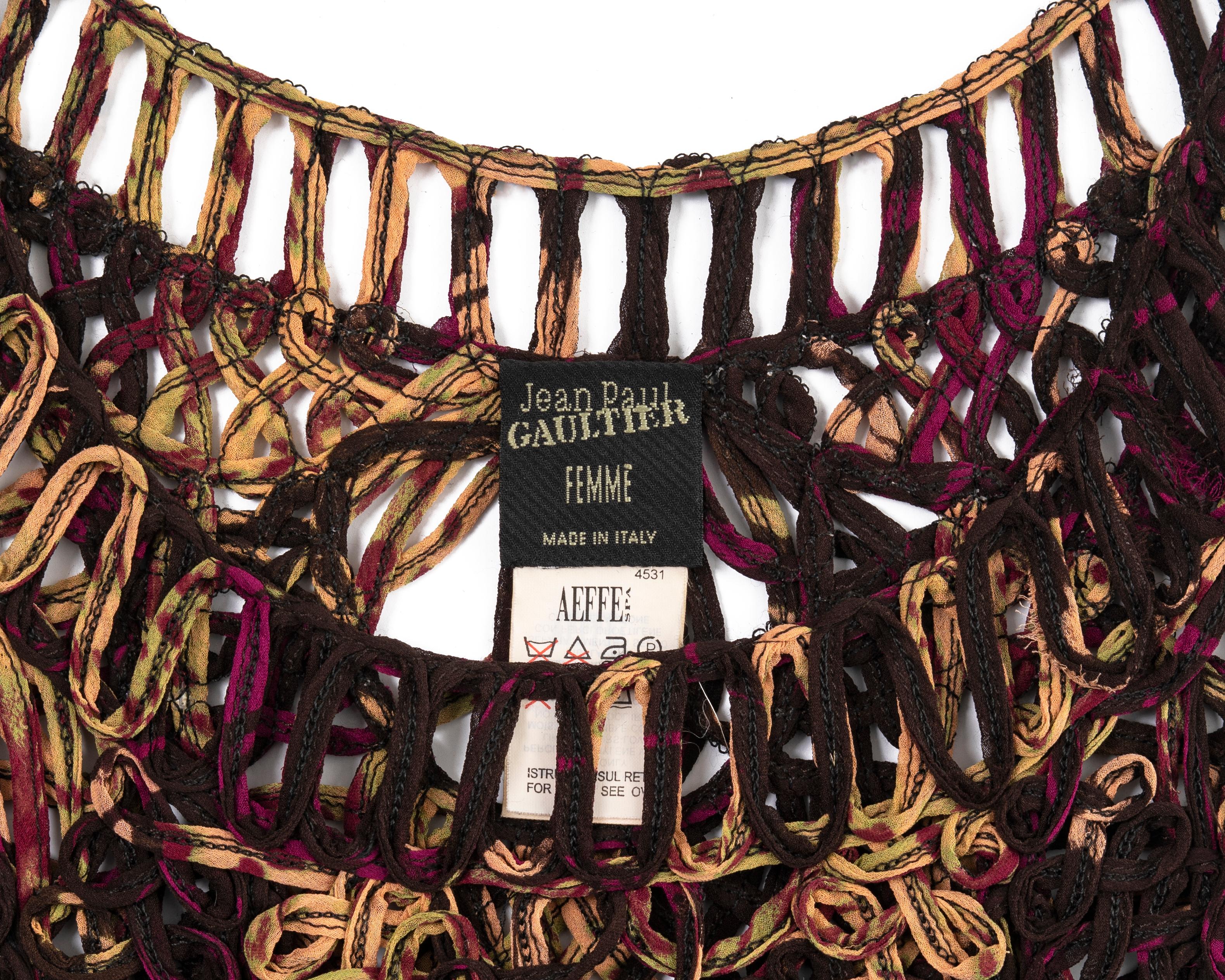 Jean Paul Gaultier fringed silk macramé dress, ss 2000 For Sale 3