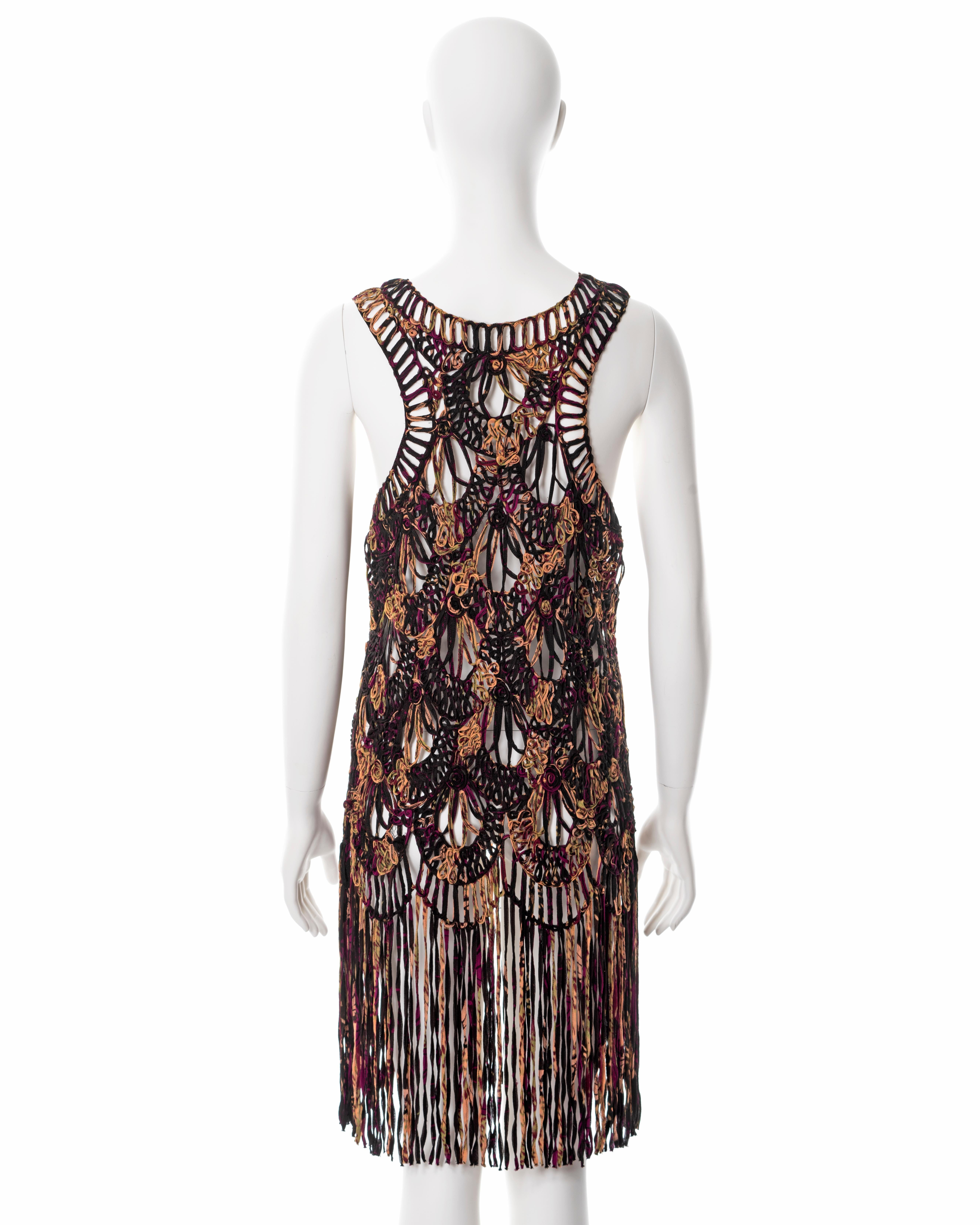 Jean Paul Gaultier fringed silk macramé dress, ss 2000 In Excellent Condition For Sale In London, GB