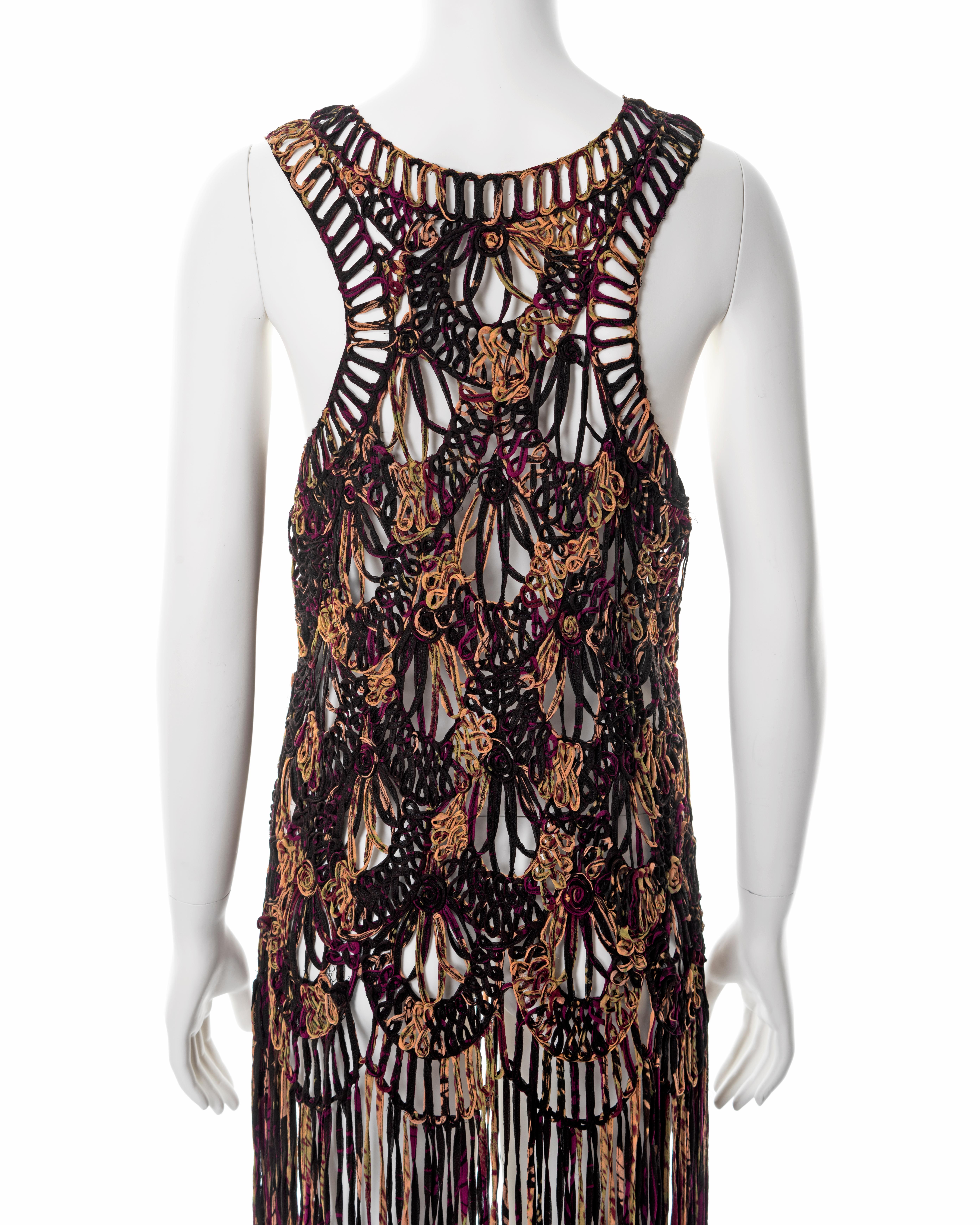 Women's Jean Paul Gaultier fringed silk macramé dress, ss 2000 For Sale