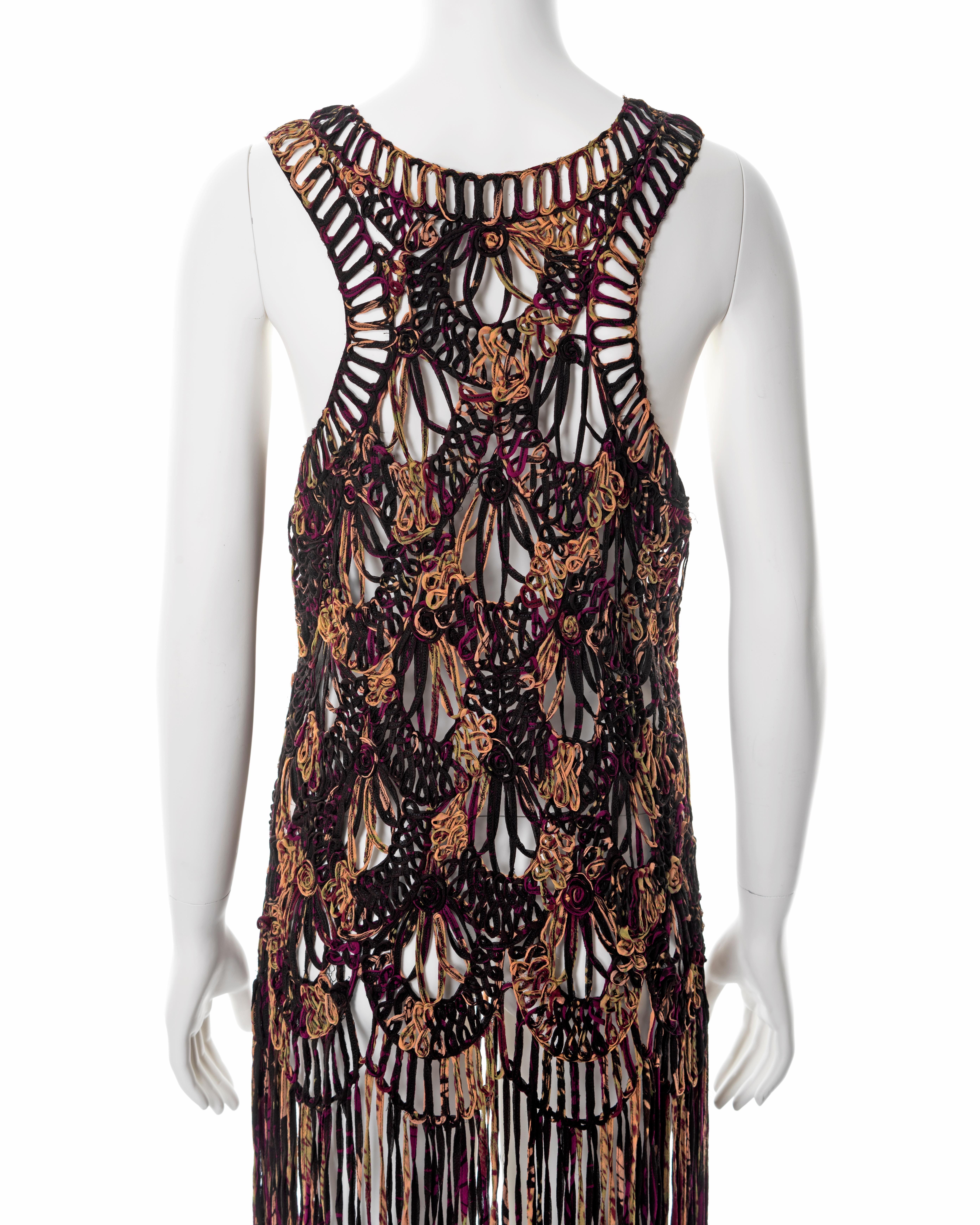 Jean Paul Gaultier fringed silk macramé dress, ss 2000 In Excellent Condition For Sale In London, GB