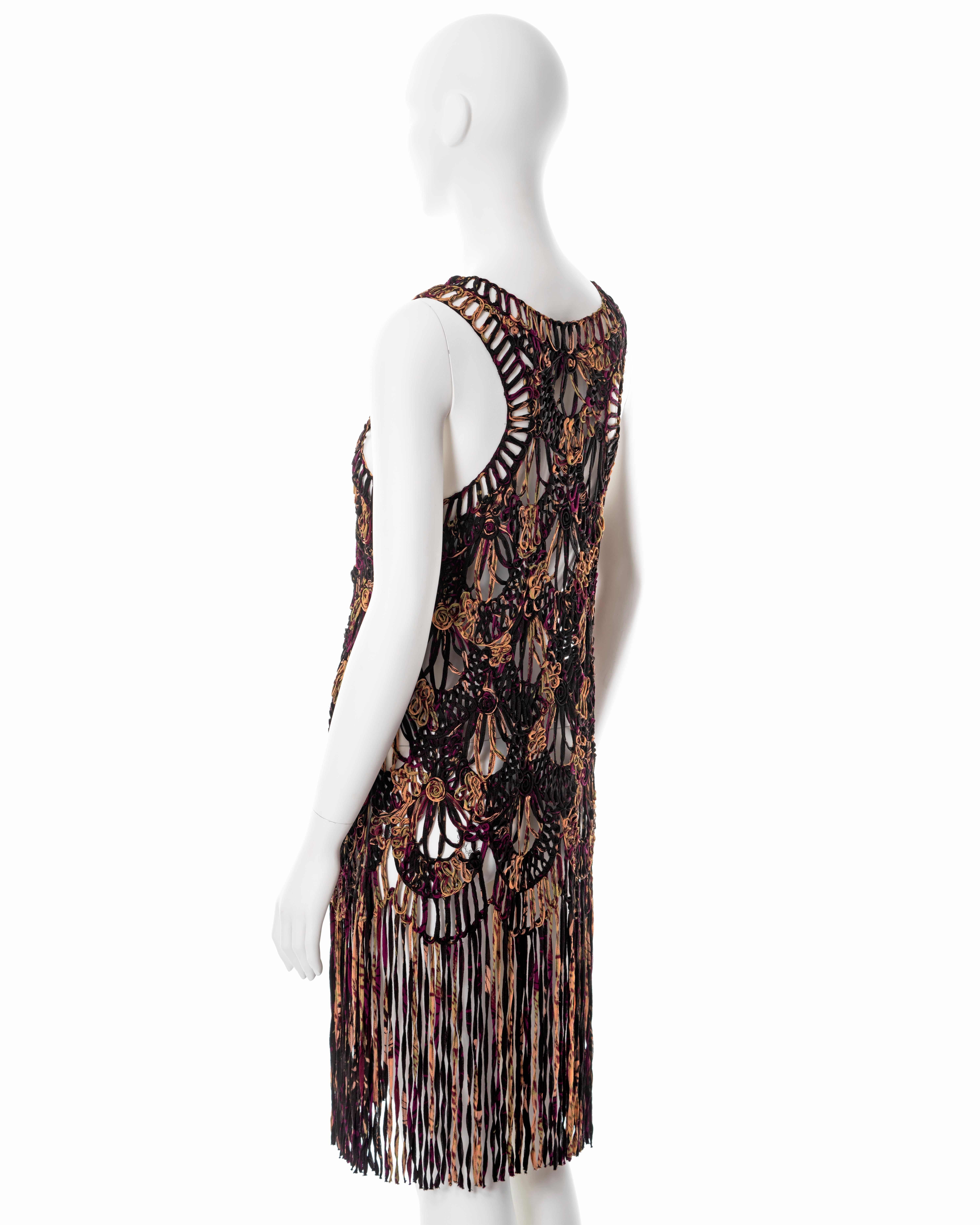 Jean Paul Gaultier fringed silk macramé dress, ss 2000 For Sale 1