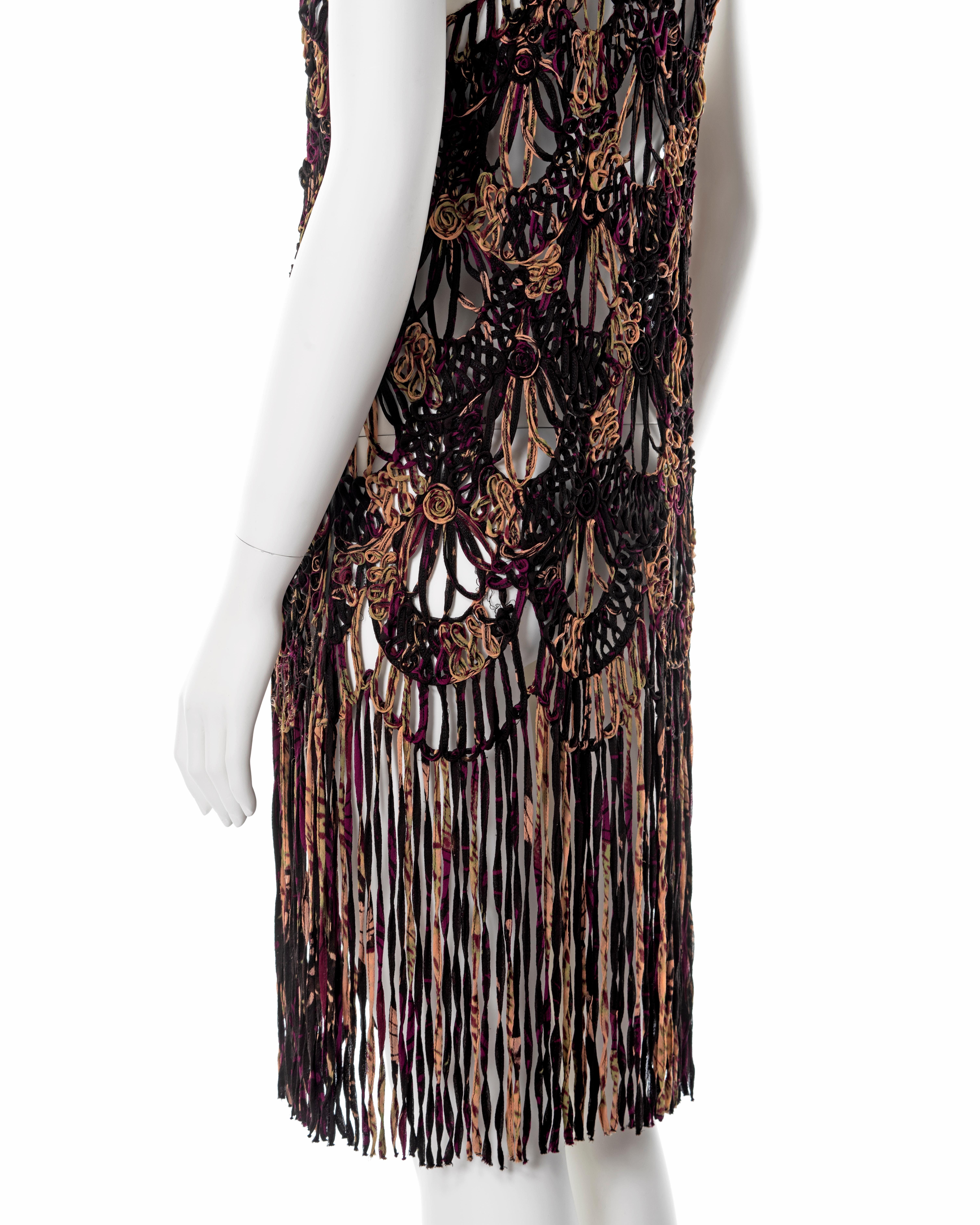 Jean Paul Gaultier fringed silk macramé dress, ss 2000 For Sale 1
