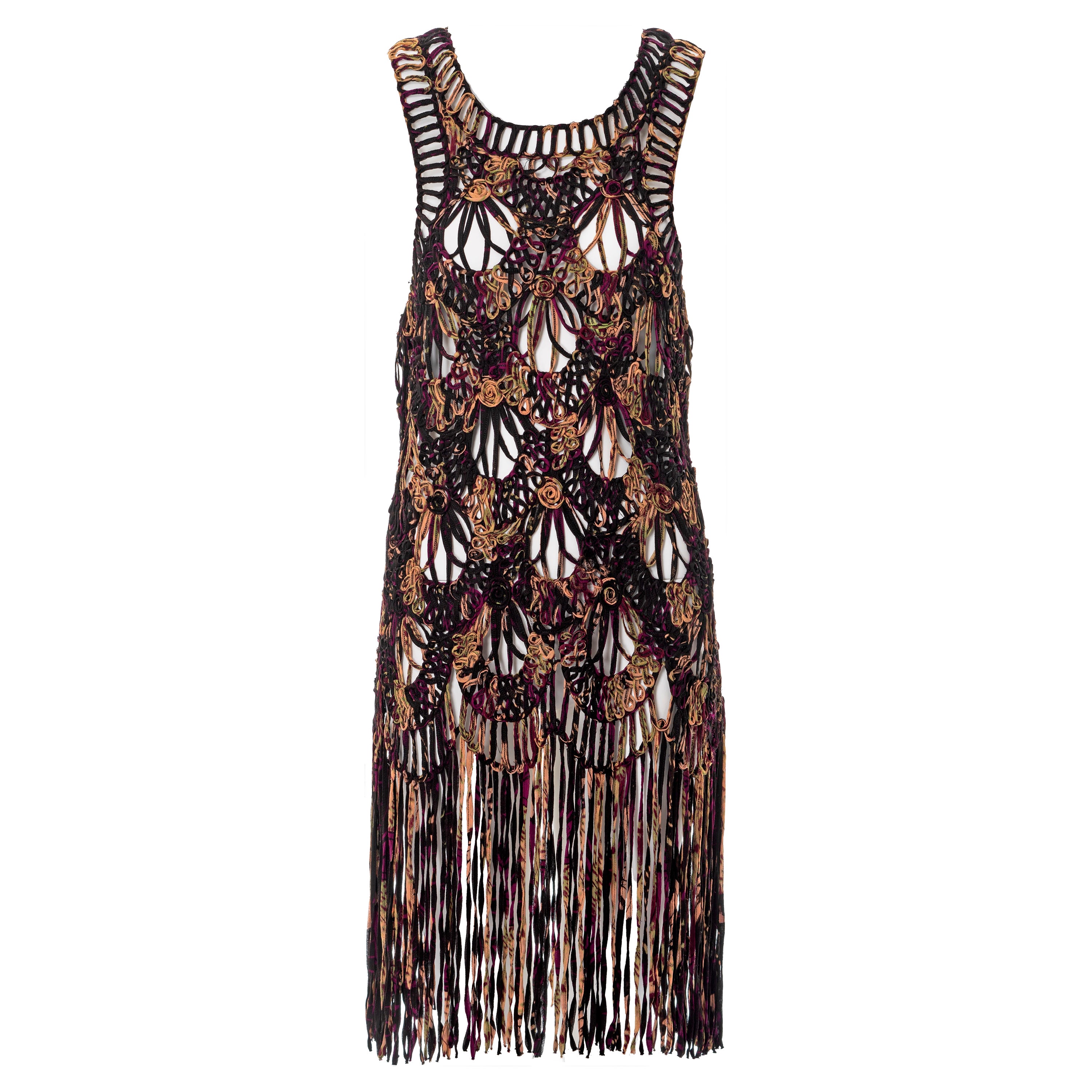 Robe en macramé de soie frangée Jean Paul Gaultier, ss 2000