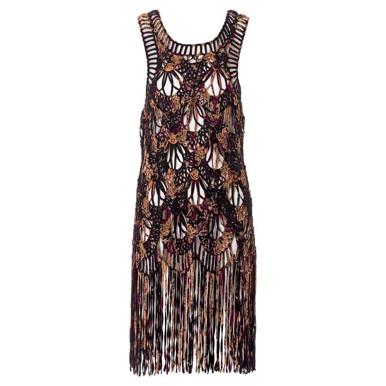 Jean Paul Gaultier fringed silk macram dress, ss 2000 For Sale at 1stDibs  | macrame dress pattern, macrame clothes, macrame dresses