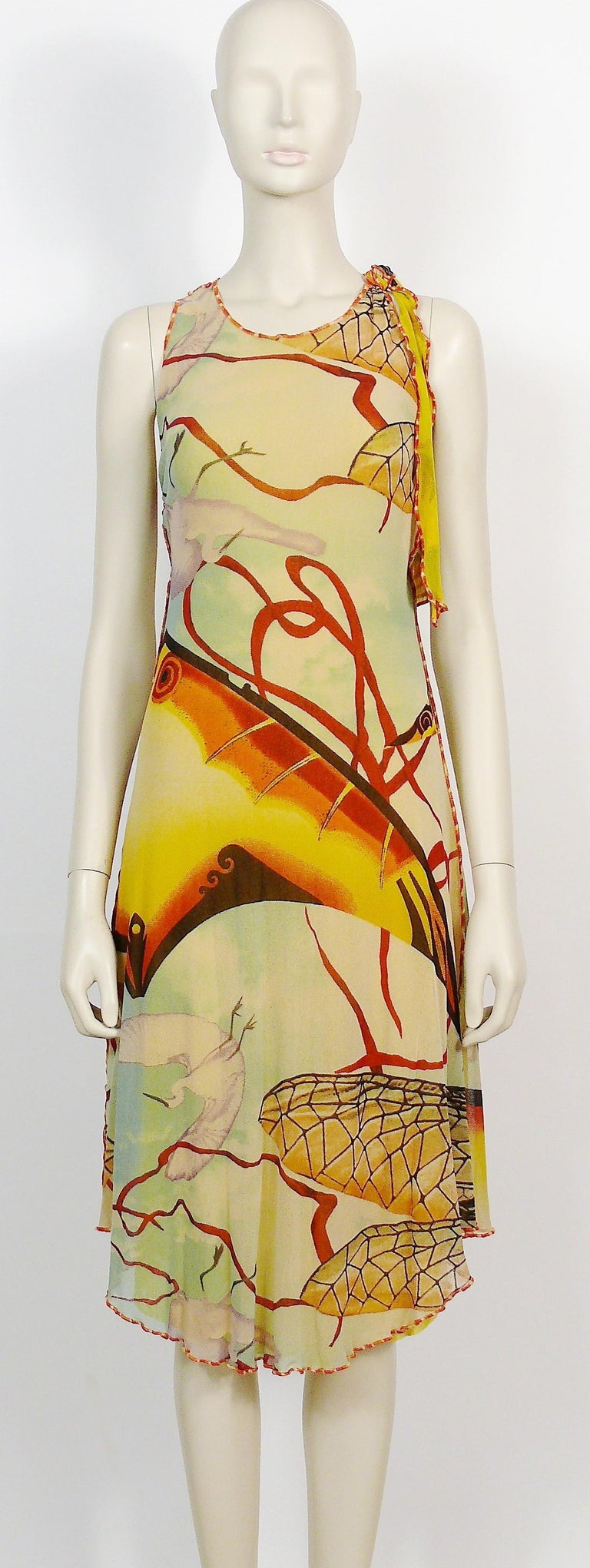 Jean Paul Gaultier Fuzzi Mesh Abstract Print Summer Dress at 1stDibs