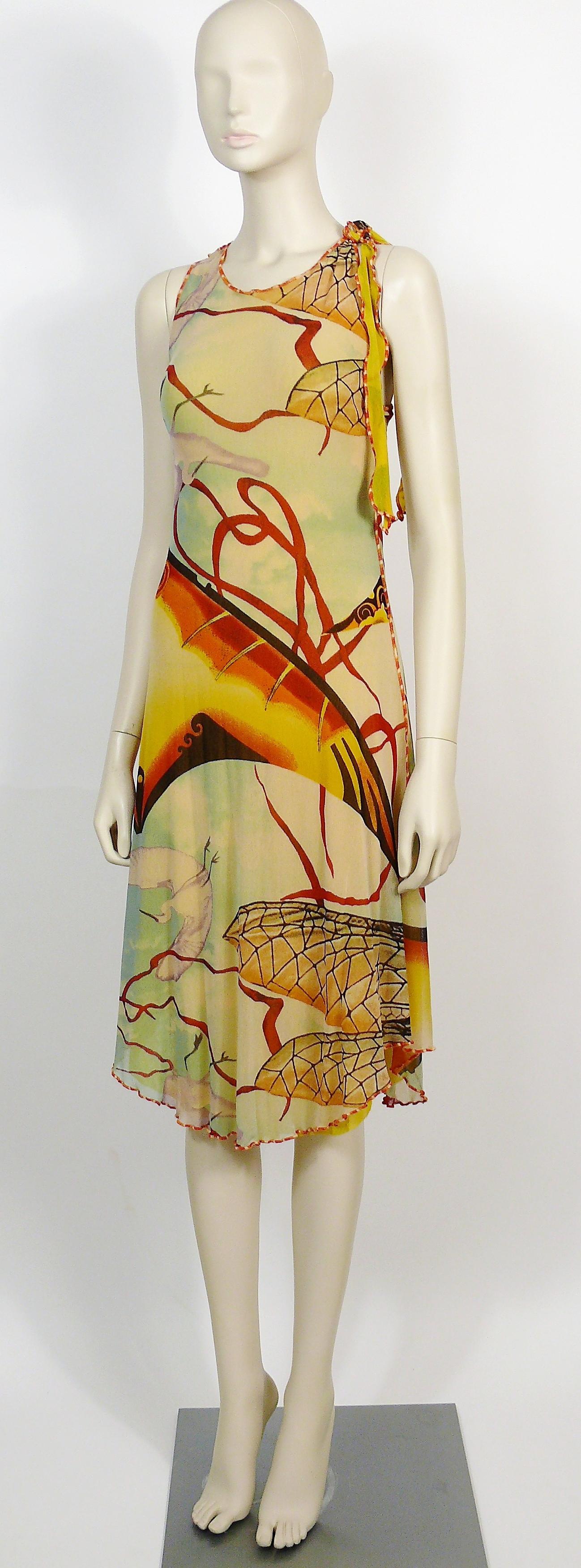 Beige Jean Paul Gaultier  Fuzzi Mesh Abstract Print Summer Dress