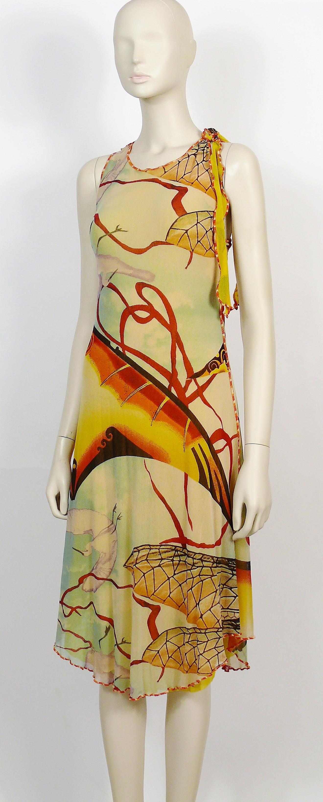 Jean Paul Gaultier  Fuzzi Mesh Abstract Print Summer Dress In Good Condition In Nice, FR