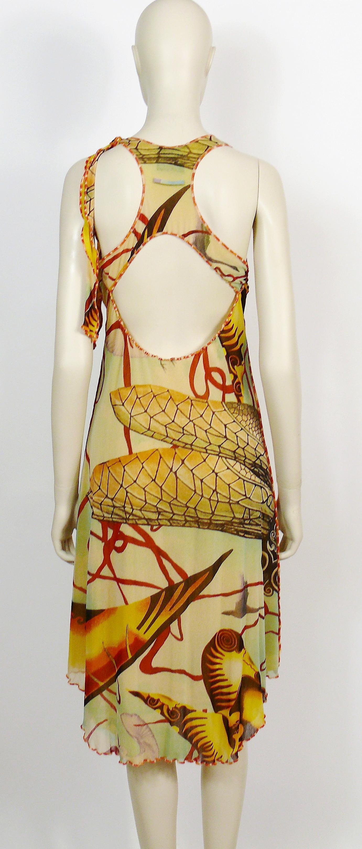 Jean Paul Gaultier  Fuzzi Mesh Abstract Print Summer Dress 1