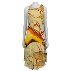 Jean Paul Gaultier  Fuzzi Mesh Abstract Print Summer Dress 
