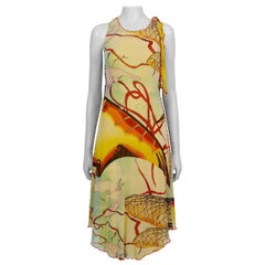 Jean Paul Gaultier Fuzzi Mesh Abstract Print Summer Dress