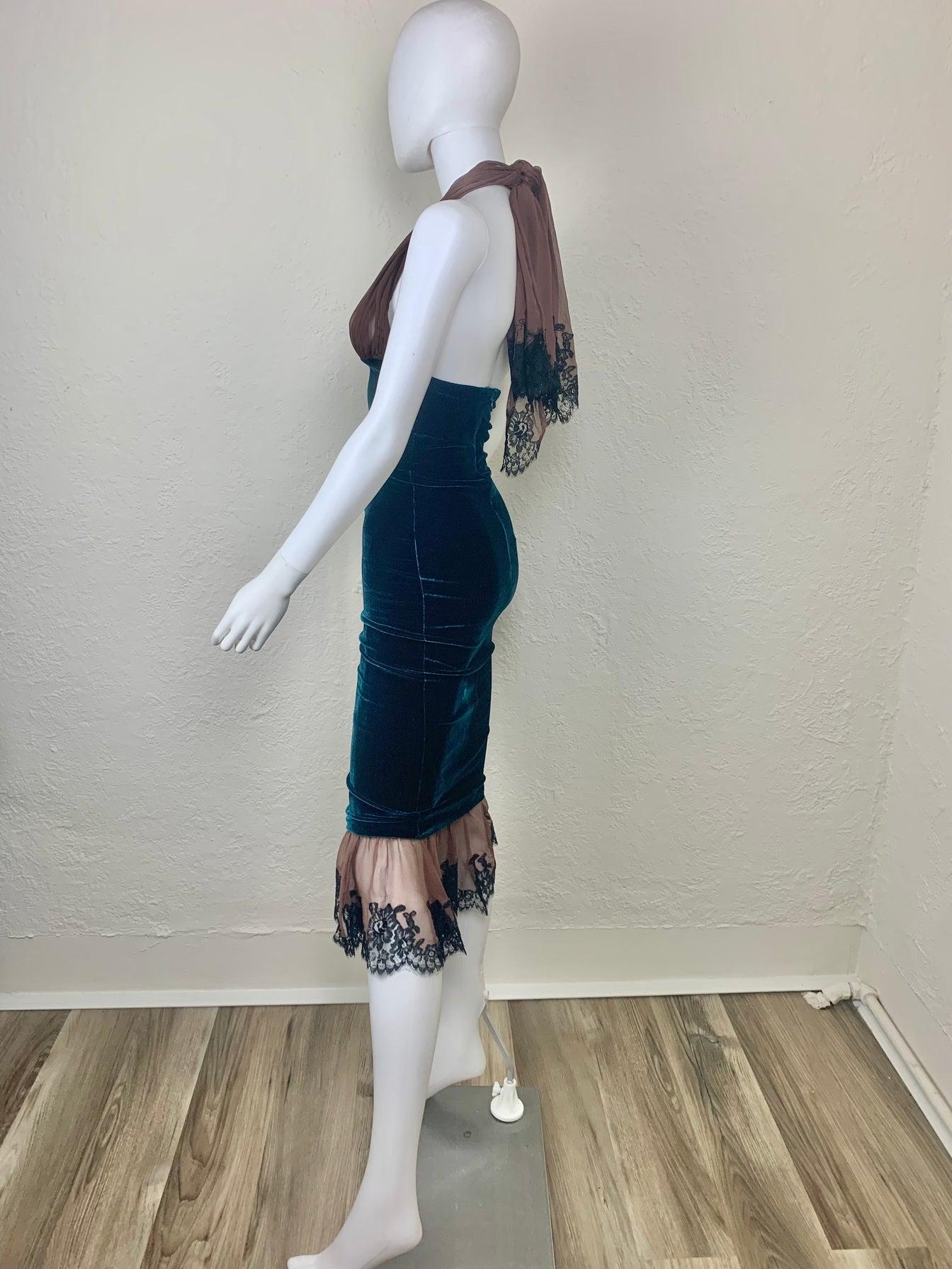 Women's Jean-Paul Gaultier FW 2005 Velour/ Lace Gown
