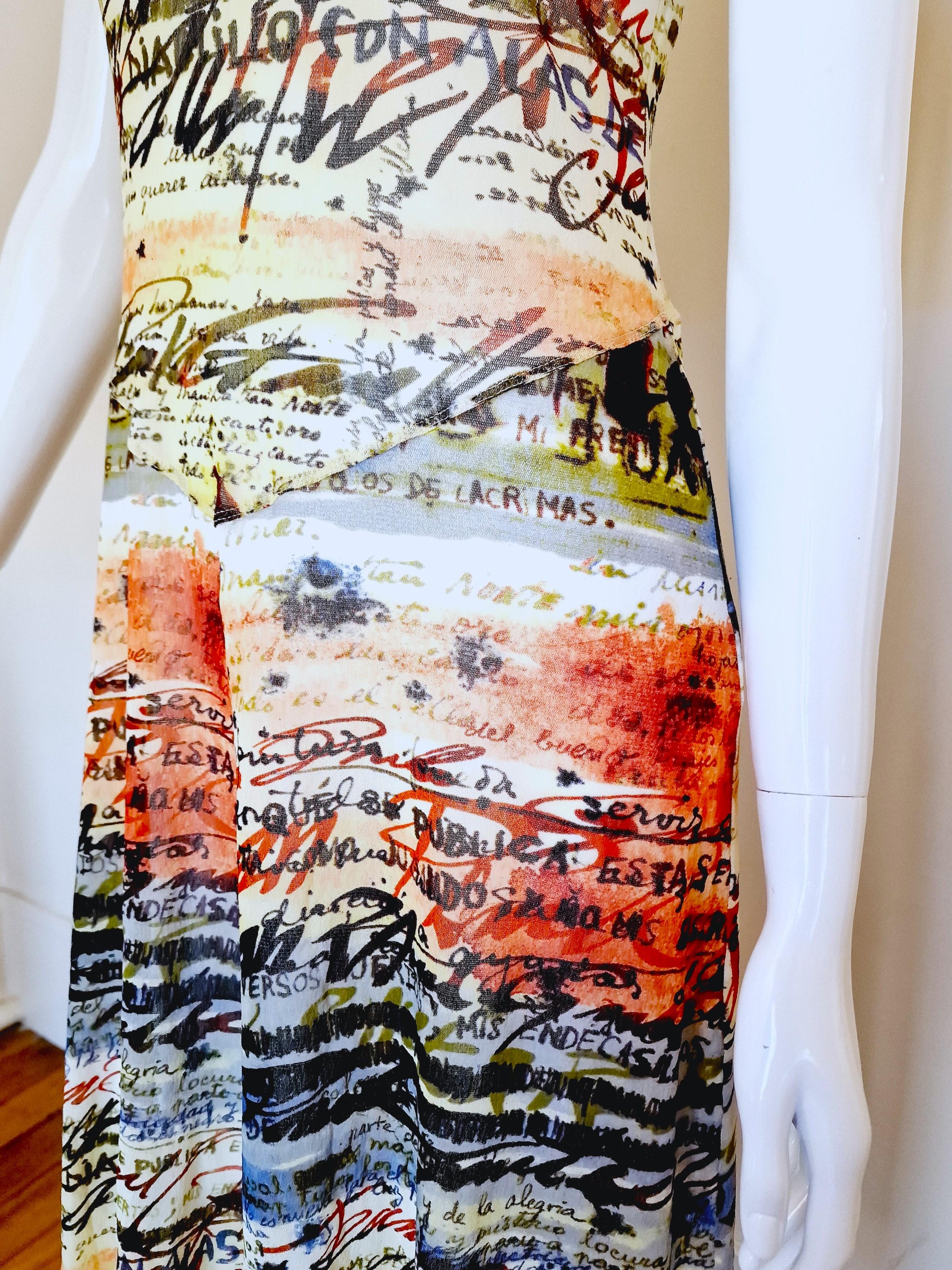 Gray Jean Paul Gaultier Gaultier Text Calligraphy  Spanish Logo Fight Racism Dress For Sale