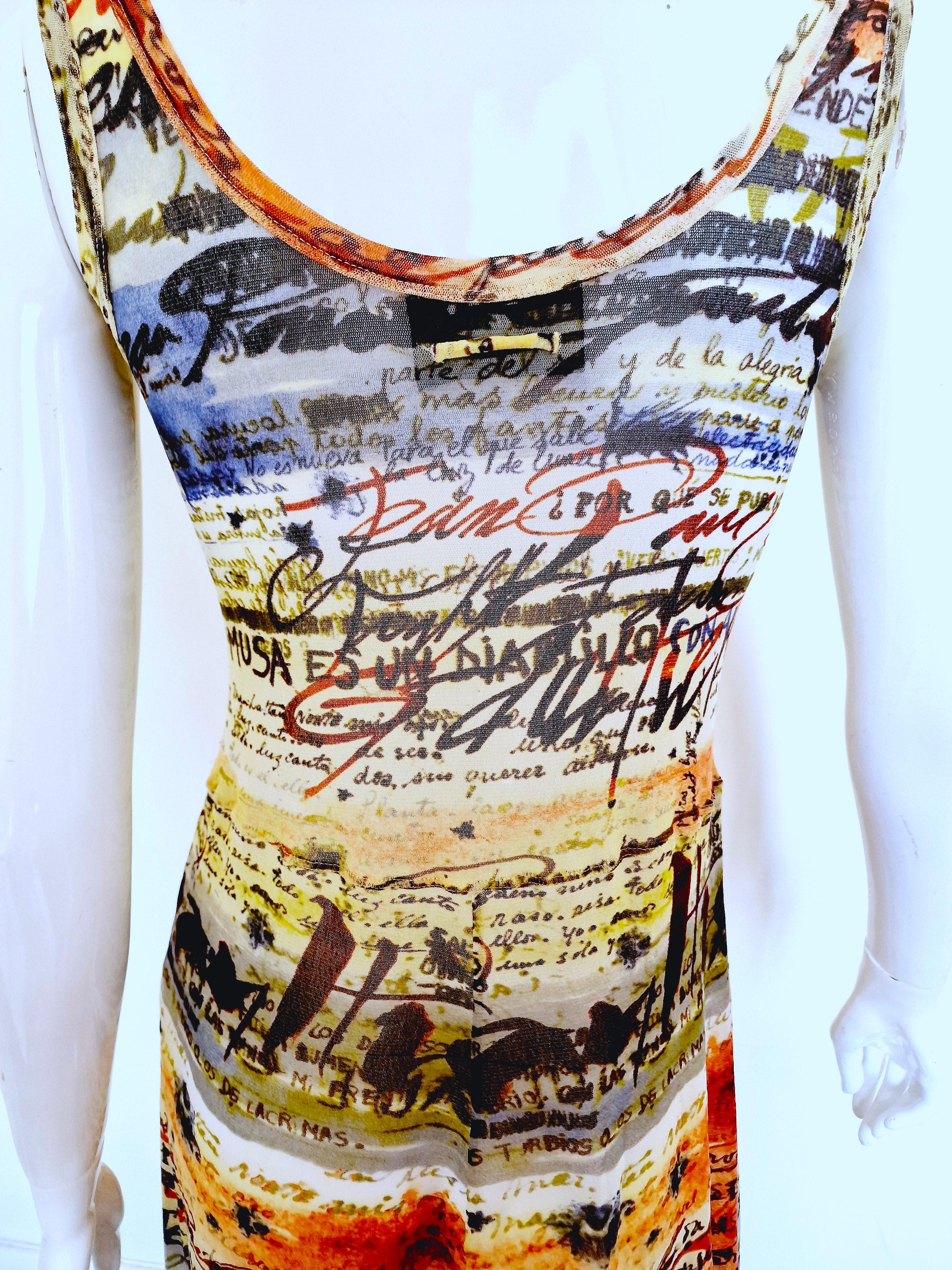 Jean Paul Gaultier Gaultier Text Calligraphy  Spanish Logo Fight Racism Dress For Sale 2
