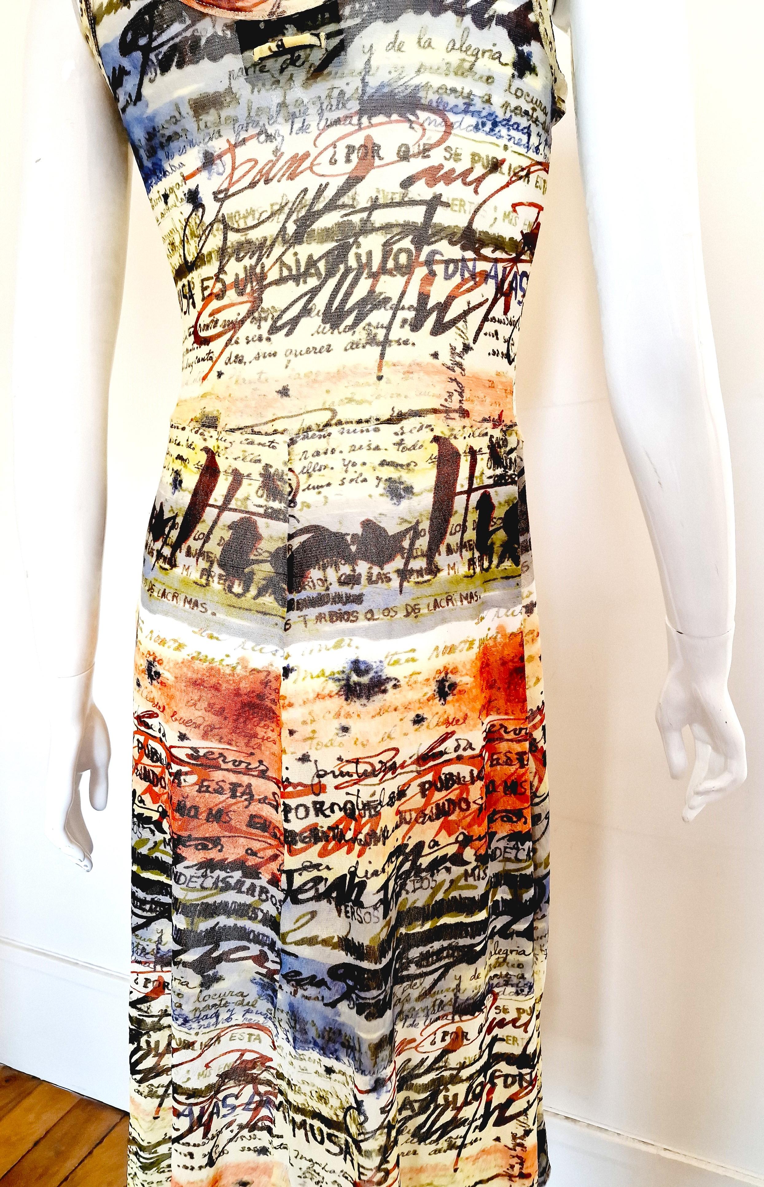 Jean Paul Gaultier Gaultier Text Calligraphy  Spanish Logo Fight Racism Dress For Sale 3